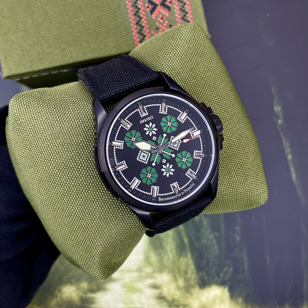 Awarder Embroidery Black-Green Black Battery 10ATM - 4