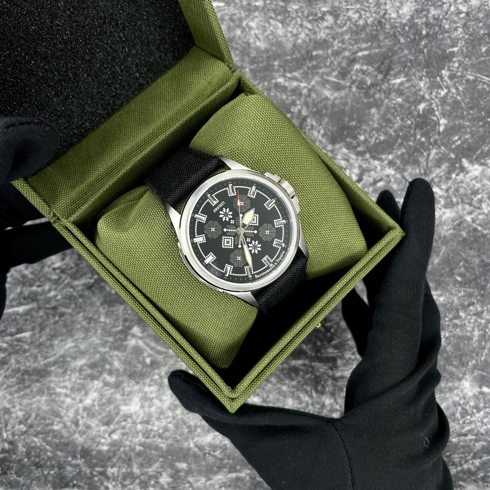 Awarder Embroidery Silver-Army Green Black Battery 10ATM - 3