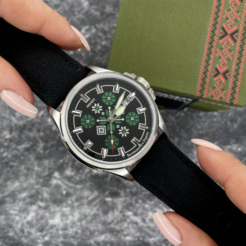 Awarder Embroidery Silver-Green Black Automatic 10ATM - 4