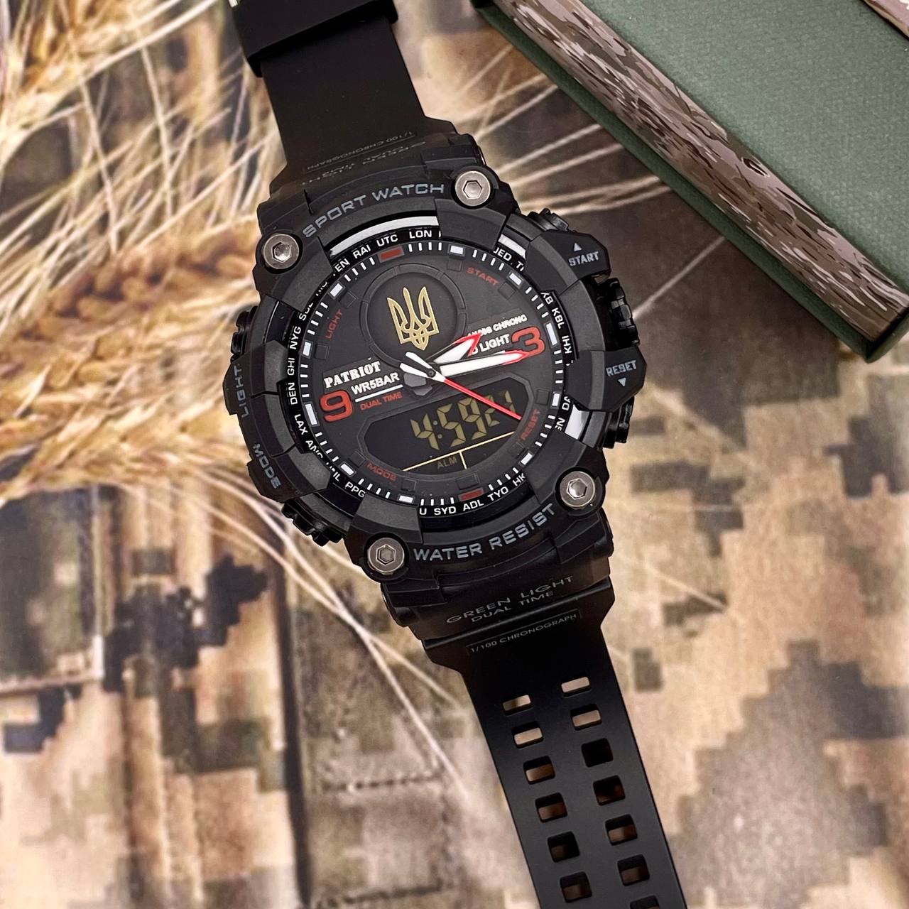 Patriot 001RDUAGD Тризуб золото Чорні з червоним + Коробка. - 2