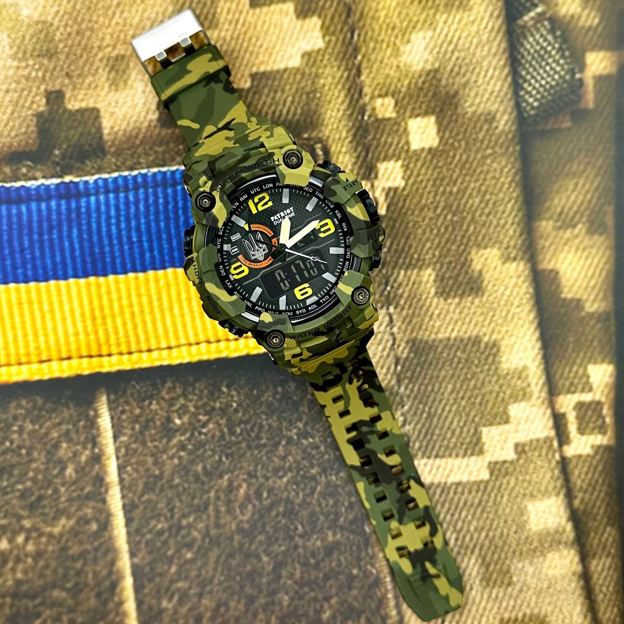 Patriot 002CMGRUASI Тризуб срібло Зелений камуфляж + Коробка. - 2