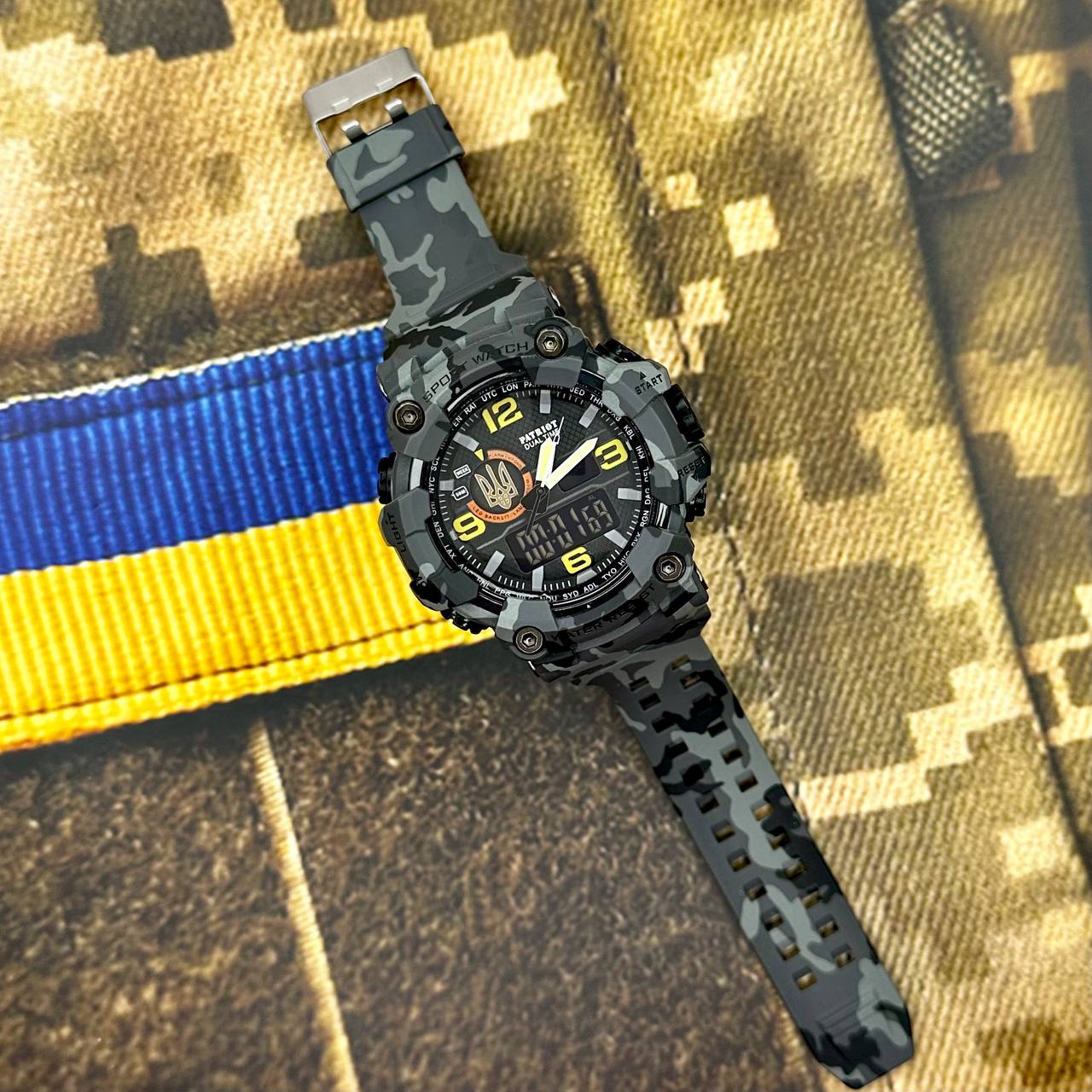 Patriot 002CMGYUAGD Тризуб золото Сірий камуфляж + Коробка. - 2