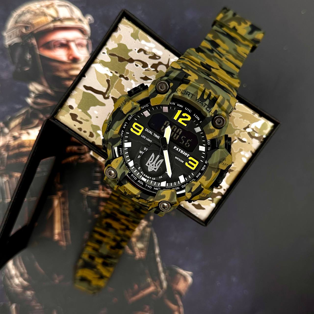 Patriot 003CMGRUASI Тризуб срібло Зелений камуфляж + Коробка. - 3