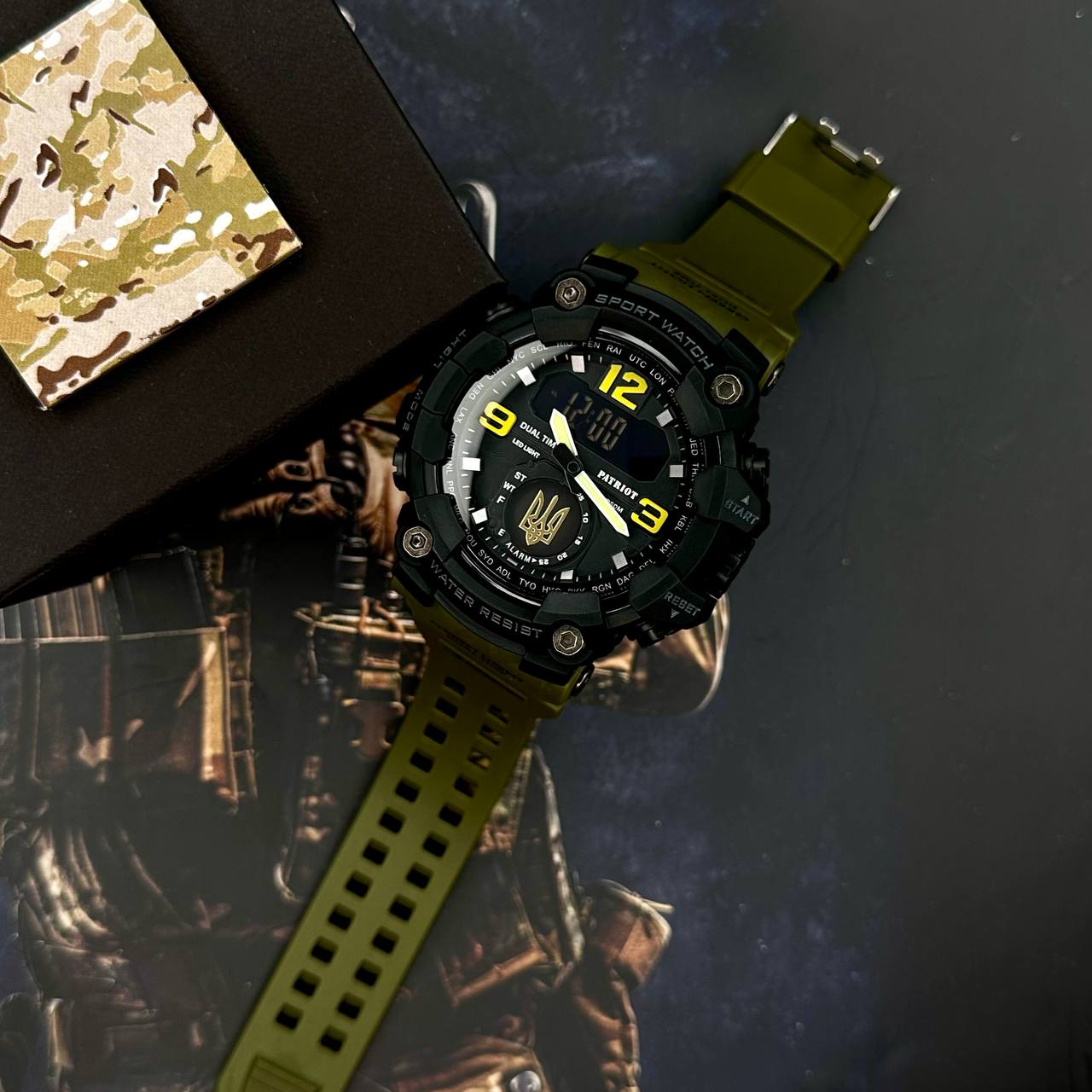 Patriot 004AGUAGD Тризуб золото Зелені + Коробка. - 2