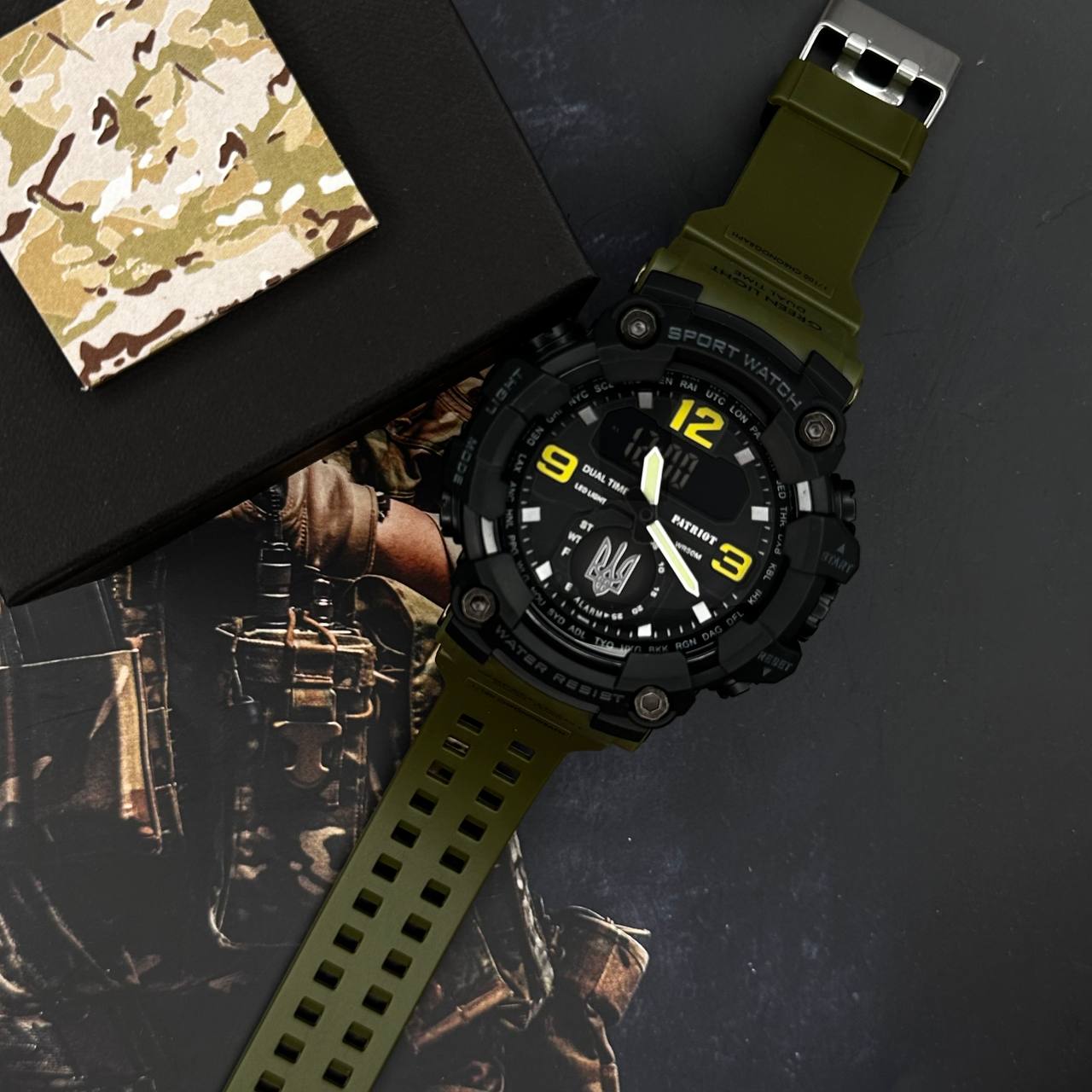 Patriot 004AGUASI Тризуб срібло Зелені + Коробка. - 3