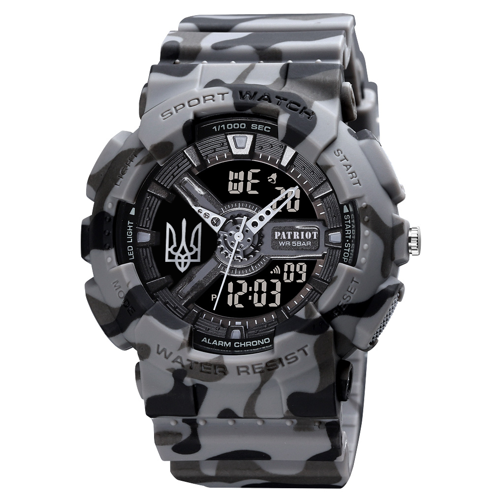 Patriot 005 Тризуб срібло Camo Grey + Коробка. - 5