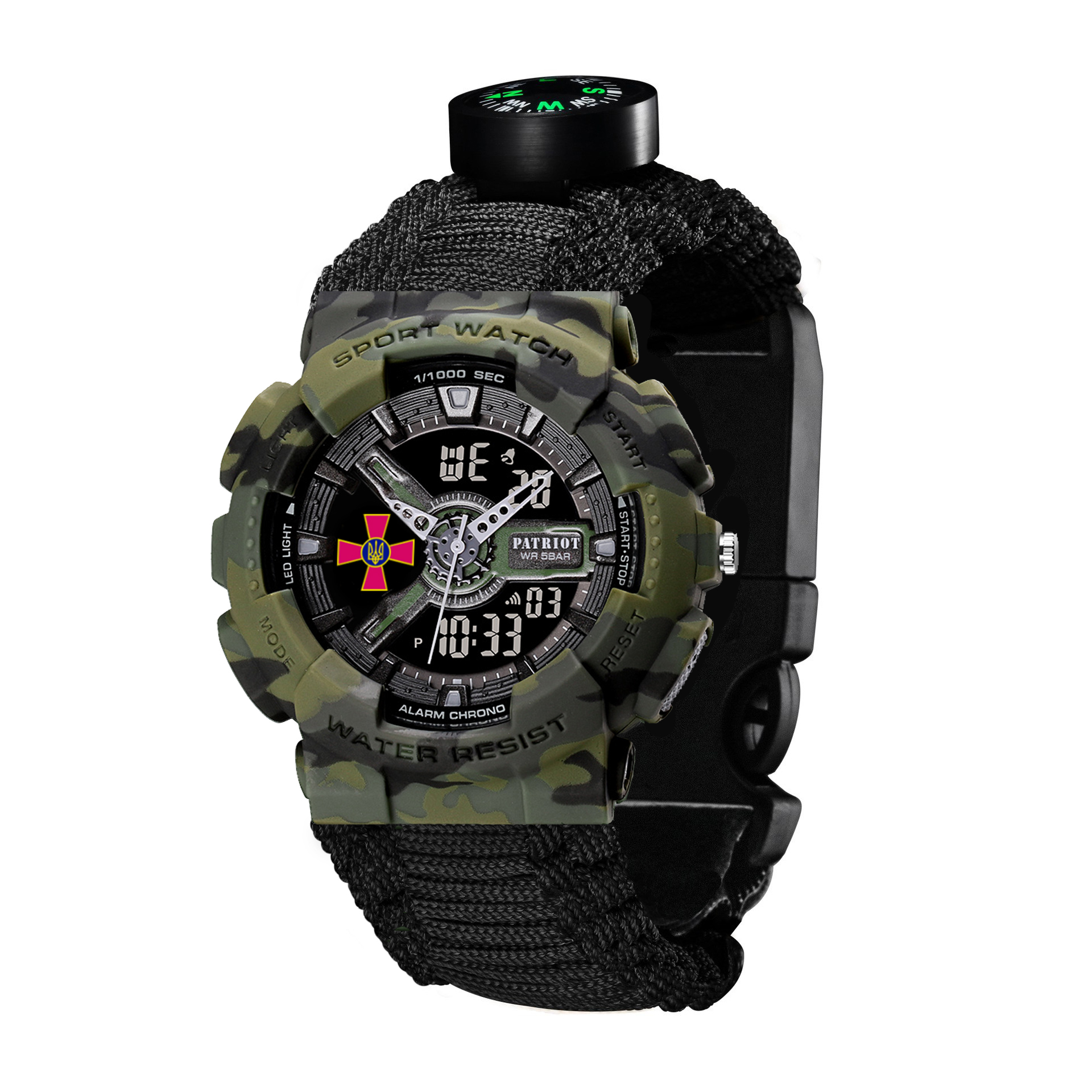 Patriot 005CMGRSU ЗСУ Зелений камуфляж Паракордовий ремінець Black + Коробка - 2