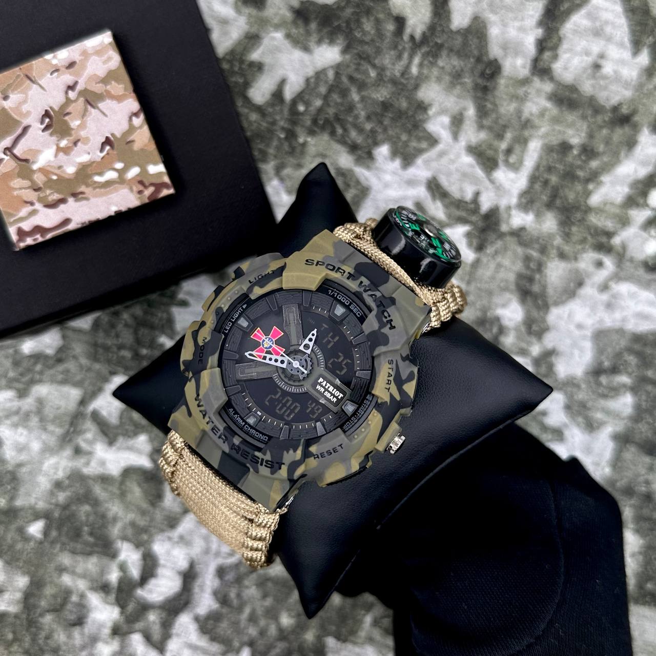 Patriot 005CMGRSU ЗСУ Зелений камуфляж Паракордовий ремінець Khaki + Коробка. - 2