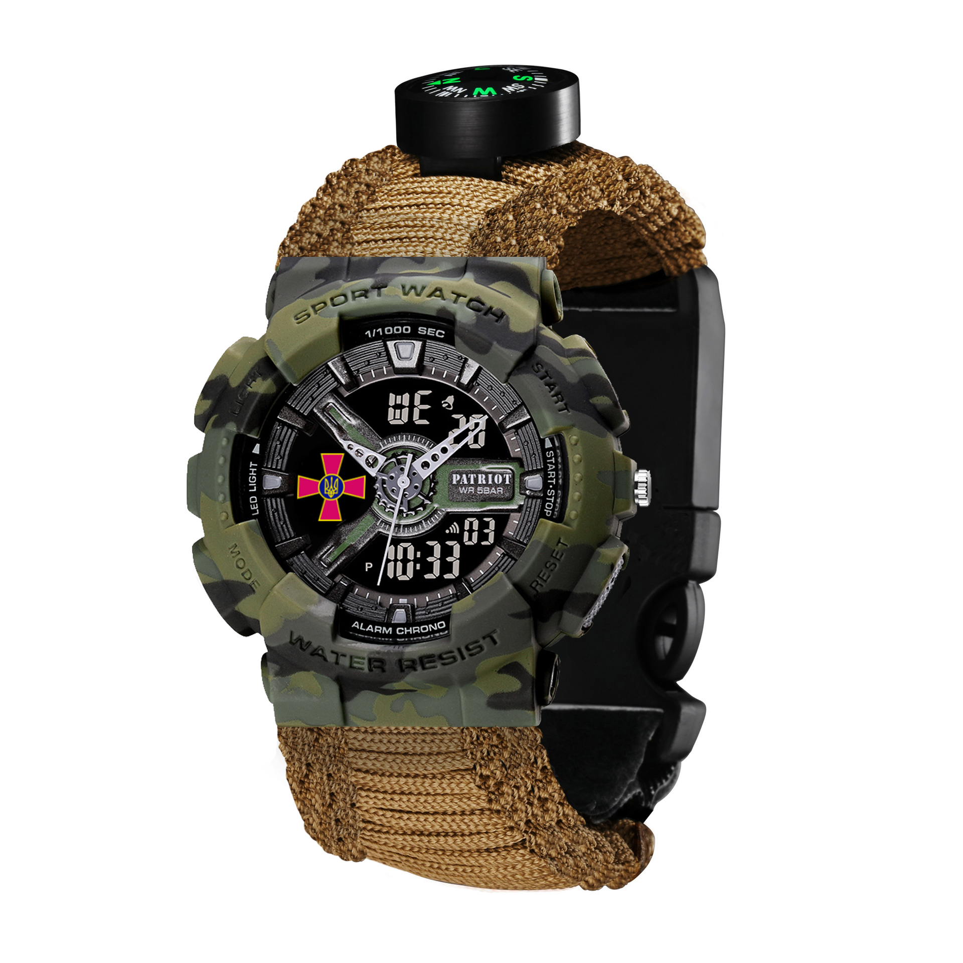 Patriot 005CMGRSU ЗСУ Зелений камуфляж Паракордовий ремінець Khaki + Коробка. - 6