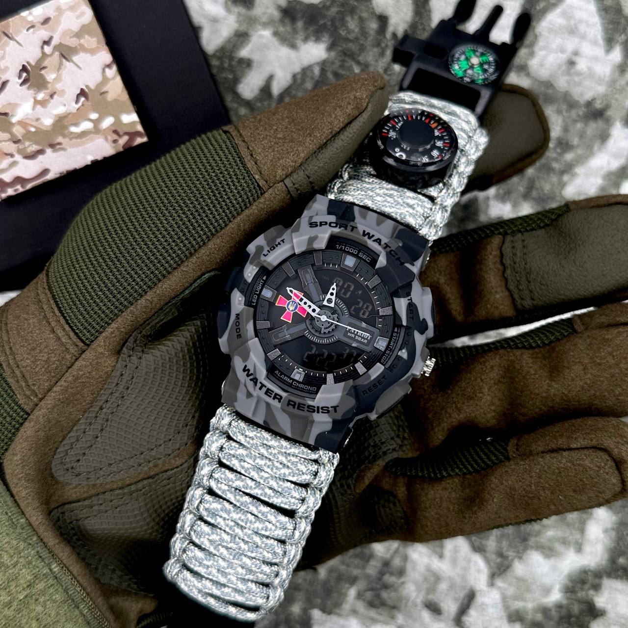 Patriot 005CMGYSU ЗСУ Сірий камуфляж Паракордовий ремінець ACU + Коробка. - 2