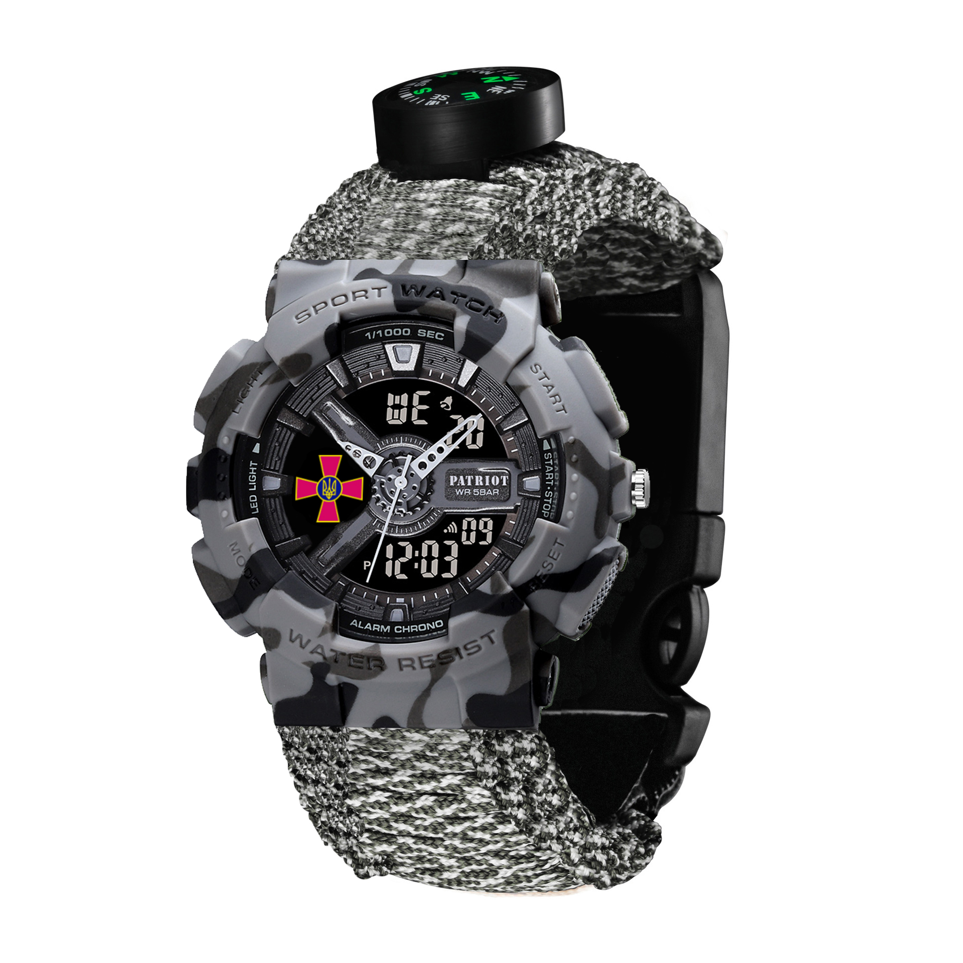 Patriot 005CMGYSU ЗСУ Сірий камуфляж Паракордовий ремінець ACU + Коробка. - 6