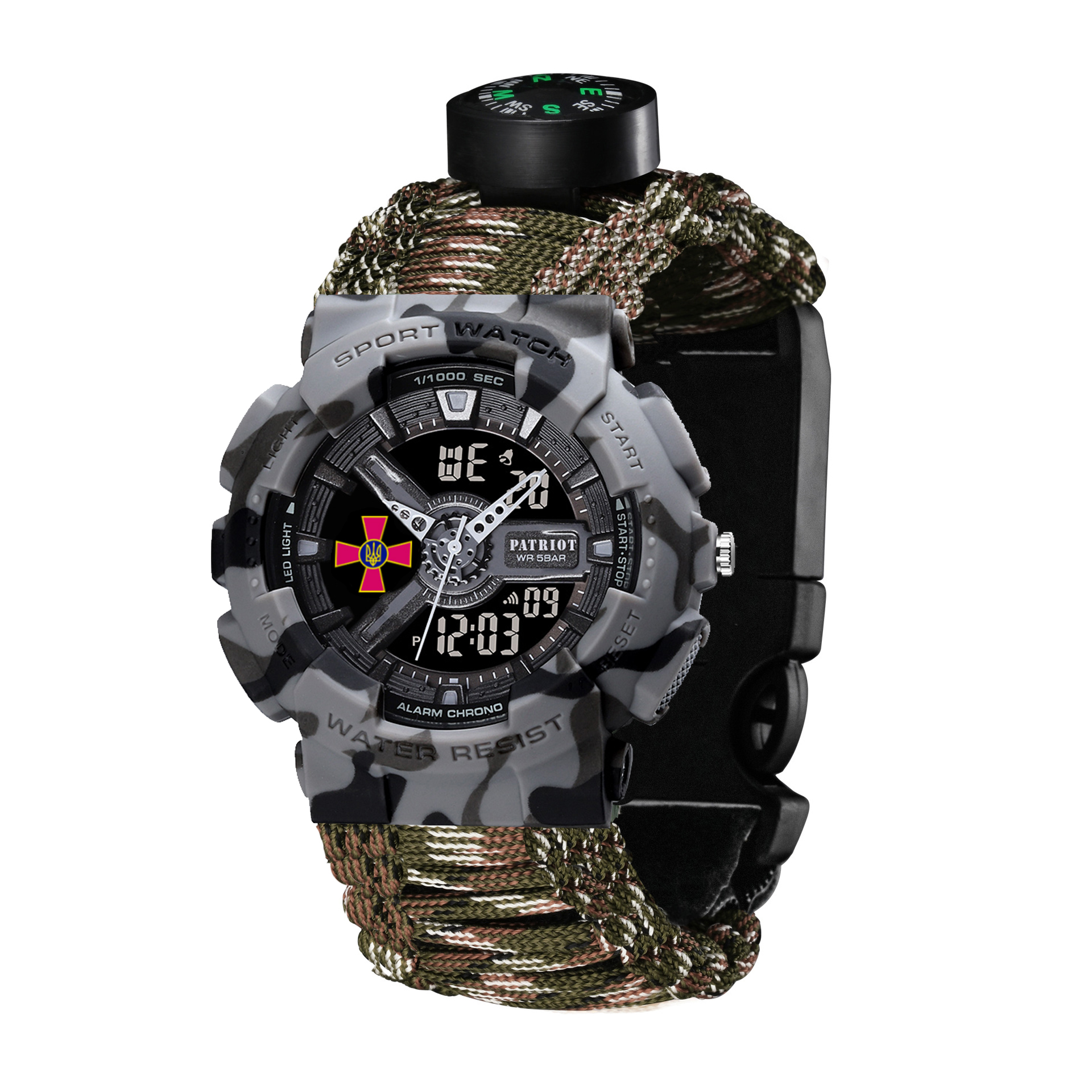 Patriot 005CMGYSU ЗСУ Сірий камуфляж Паракордовий ремінець Camo Green + Коробка. - 6