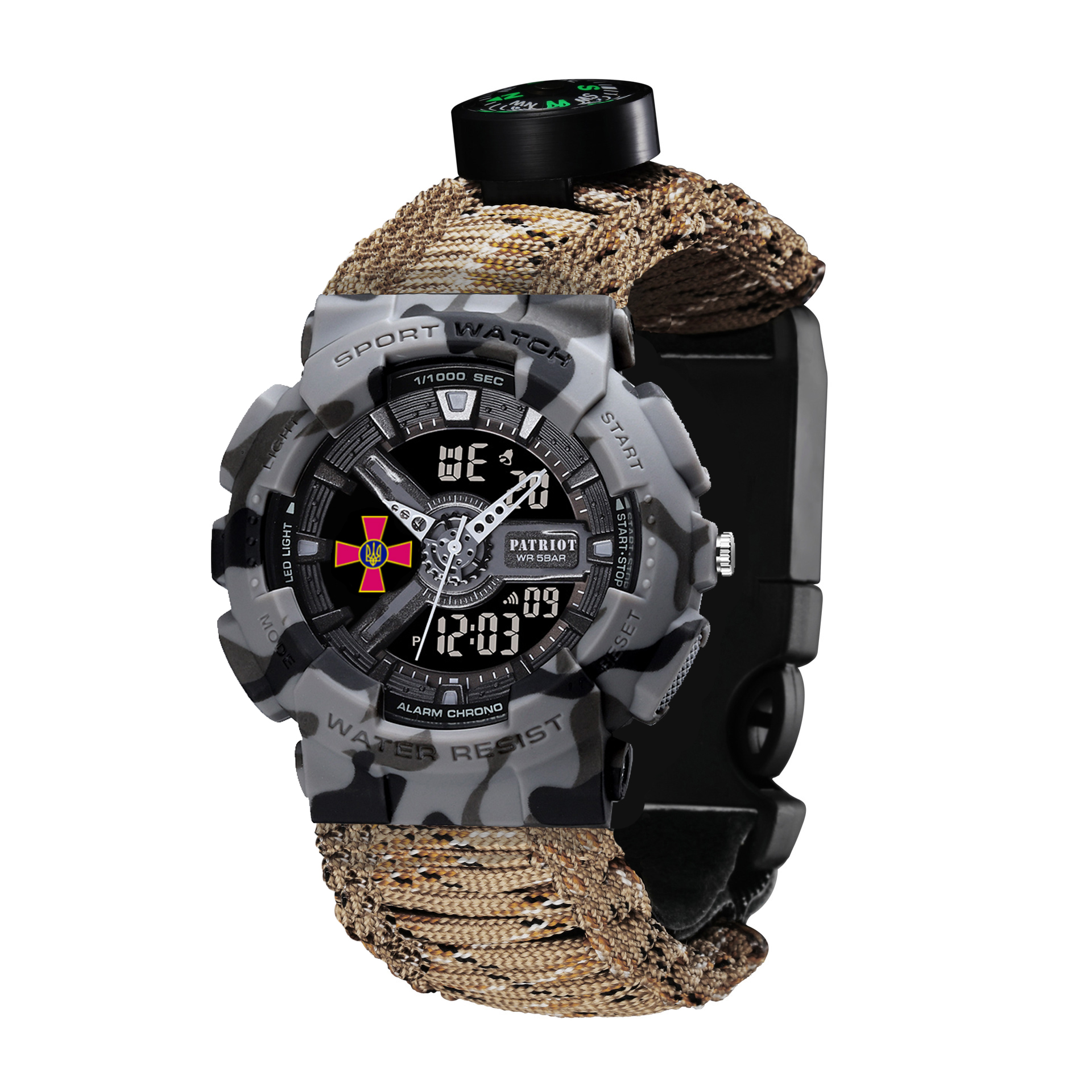 Patriot 005CMGYSU ЗСУ Сірий камуфляж Паракордовий ремінець Desert Camo + Коробка - 2