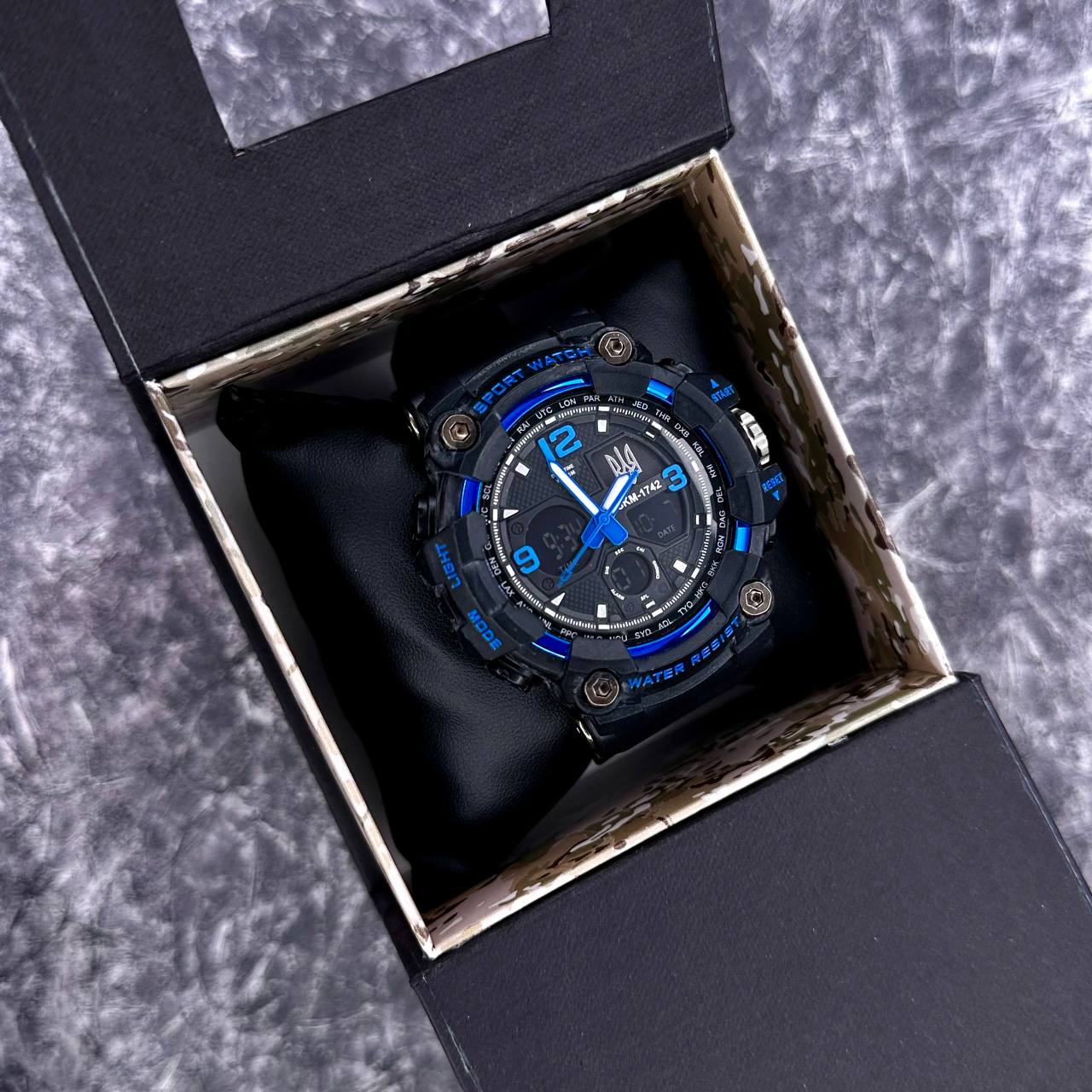 Patriot 006BUUASI Тризуб срібло Чорні з синім + Коробка. - 3