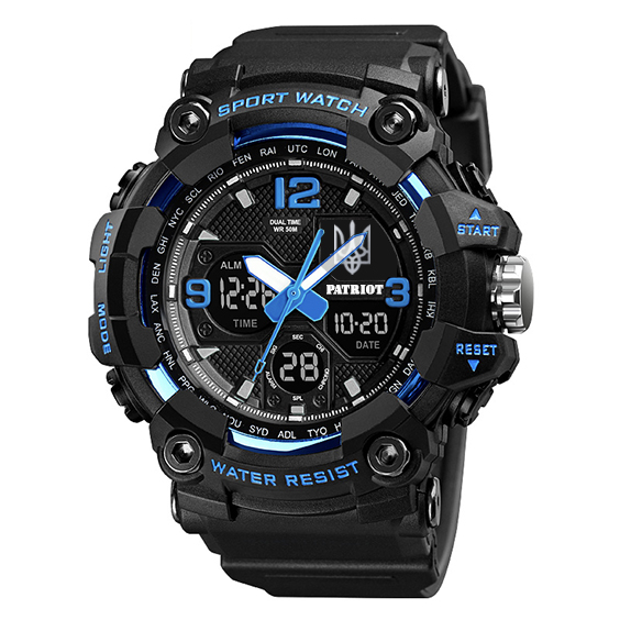 Patriot 006BUUASI Тризуб срібло Чорні з синім + Коробка. - 6