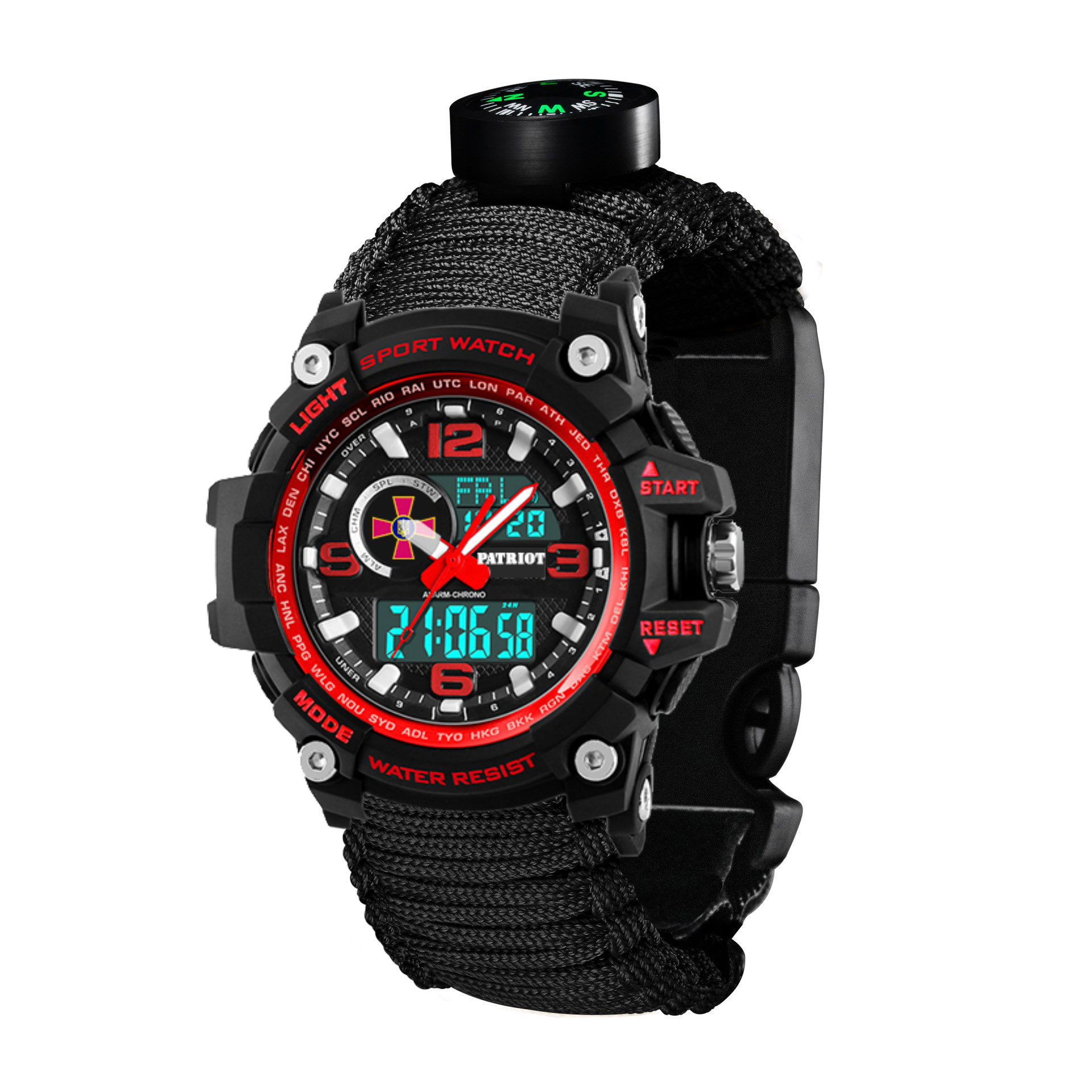 Patriot 012BKRDSU ЗСУ Чорні з червоним Паракордовий ремінець Black + Коробка - 2