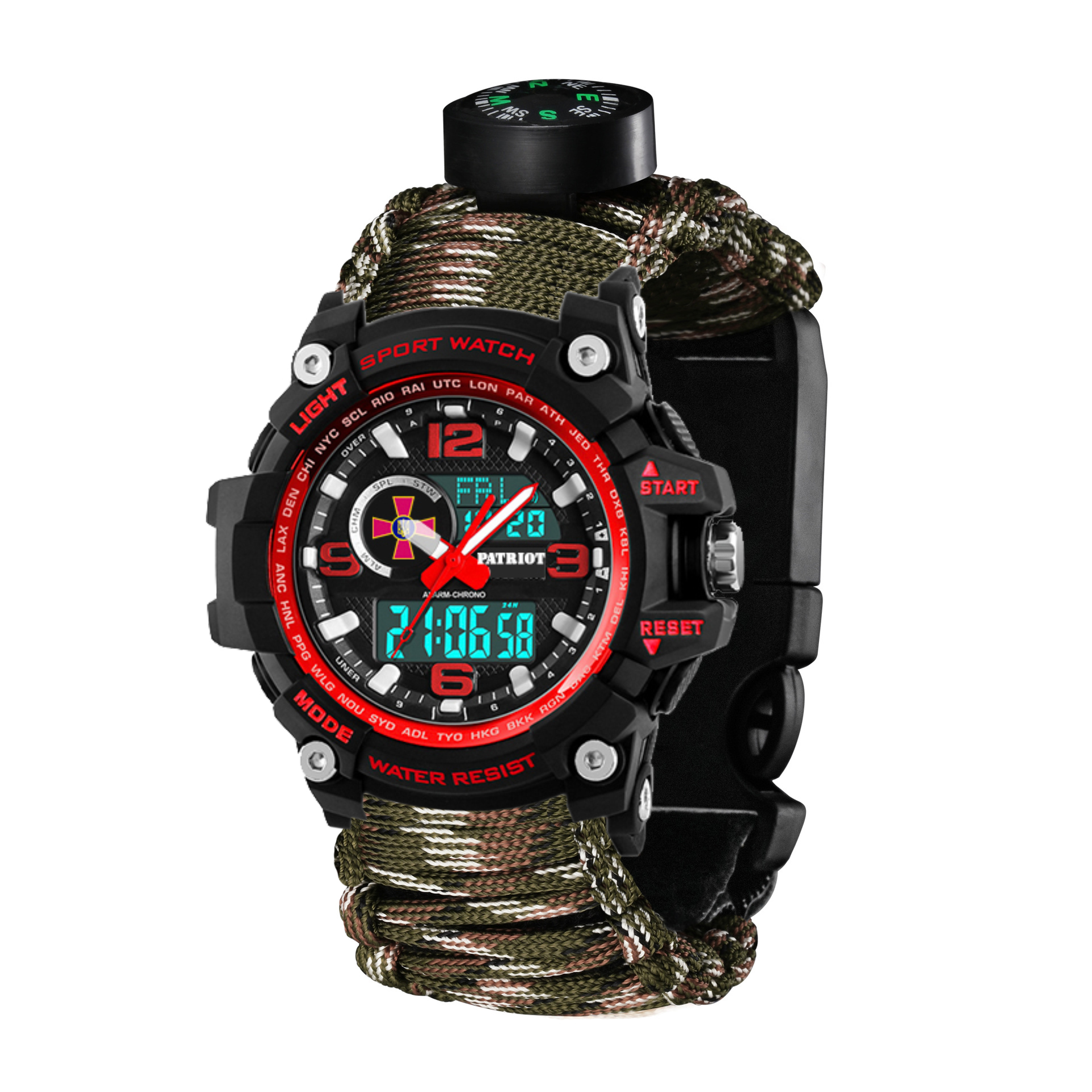 Patriot 012BKRDSU ЗСУ Чорні з червоним Паракордовий ремінець Camo Green + Коробка - 2