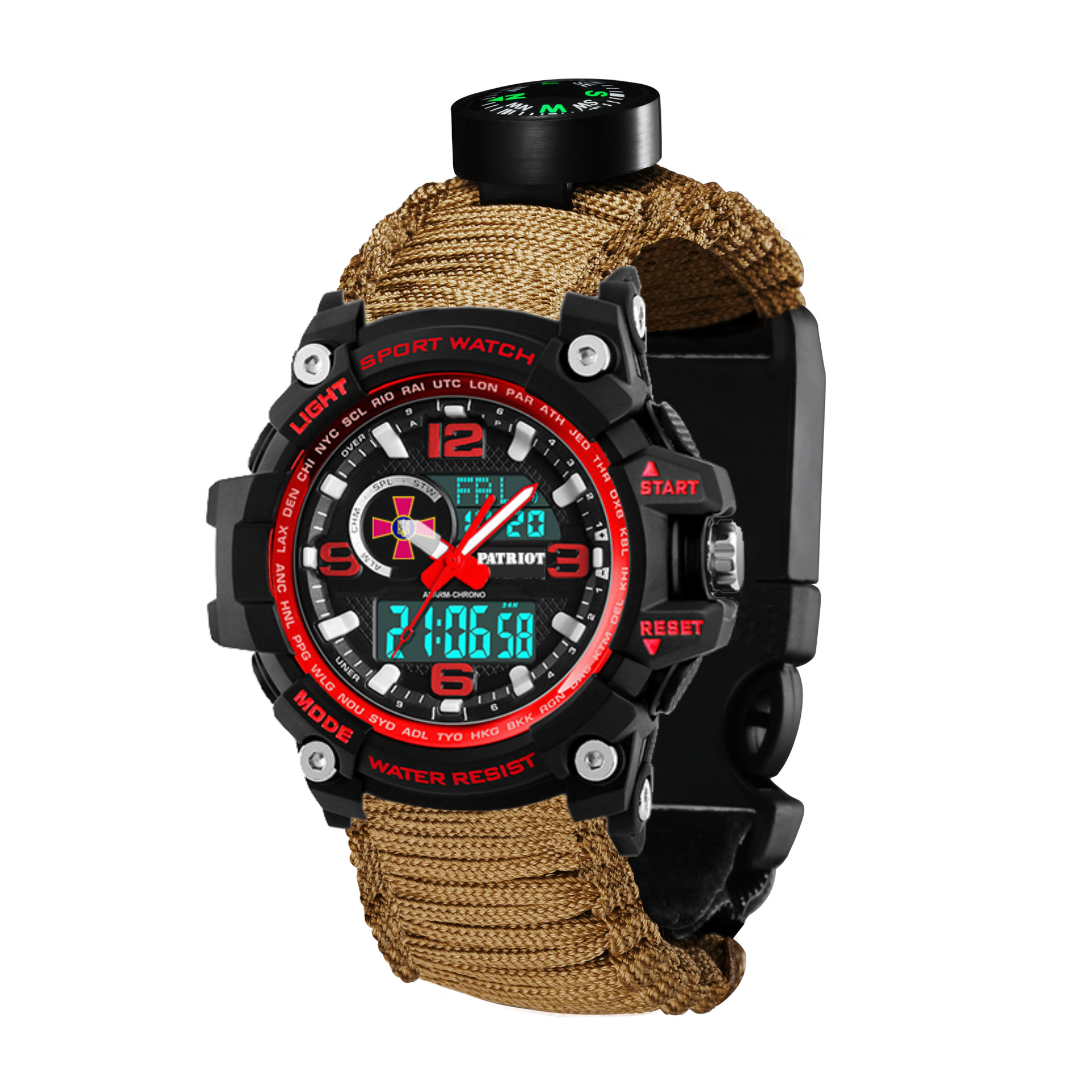 Patriot 012BKRDSU ЗСУ Чорні з червоним Паракордовий ремінець Khaki + Коробка - 2