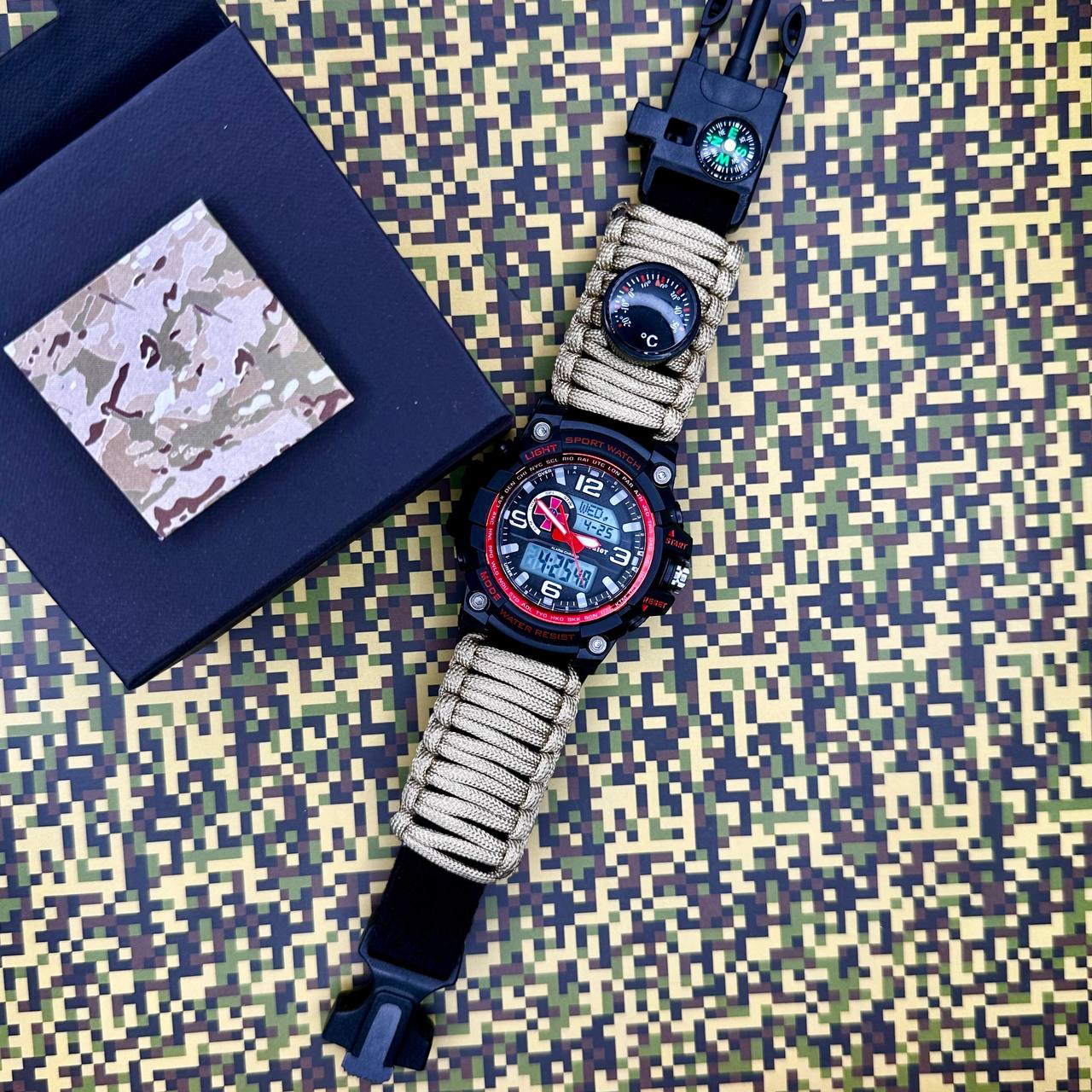 Patriot 012BKRDSU ЗСУ Чорні з червоним Паракордовий ремінець Khaki + Коробка - 3