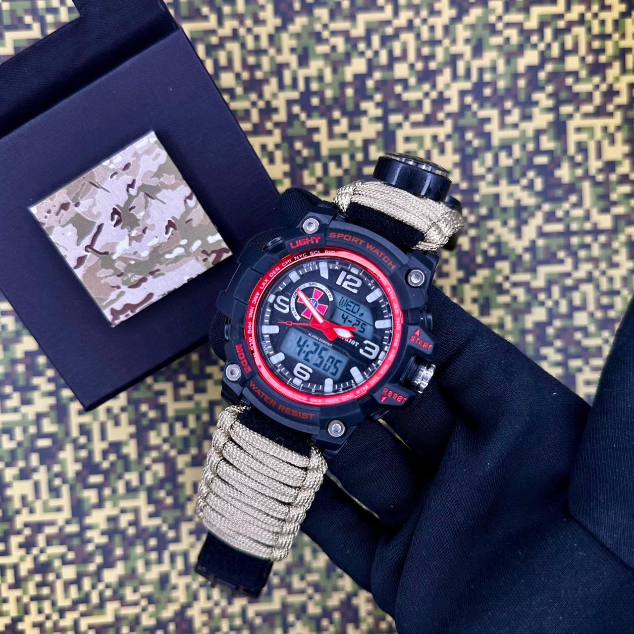 Patriot 012BKRDSU ЗСУ Чорні з червоним Паракордовий ремінець Khaki + Коробка - 4