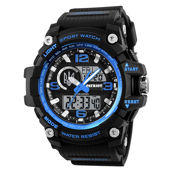 Patriot 012BUBKUASI Тризуб срібло Чорні з синім + Коробка - 2