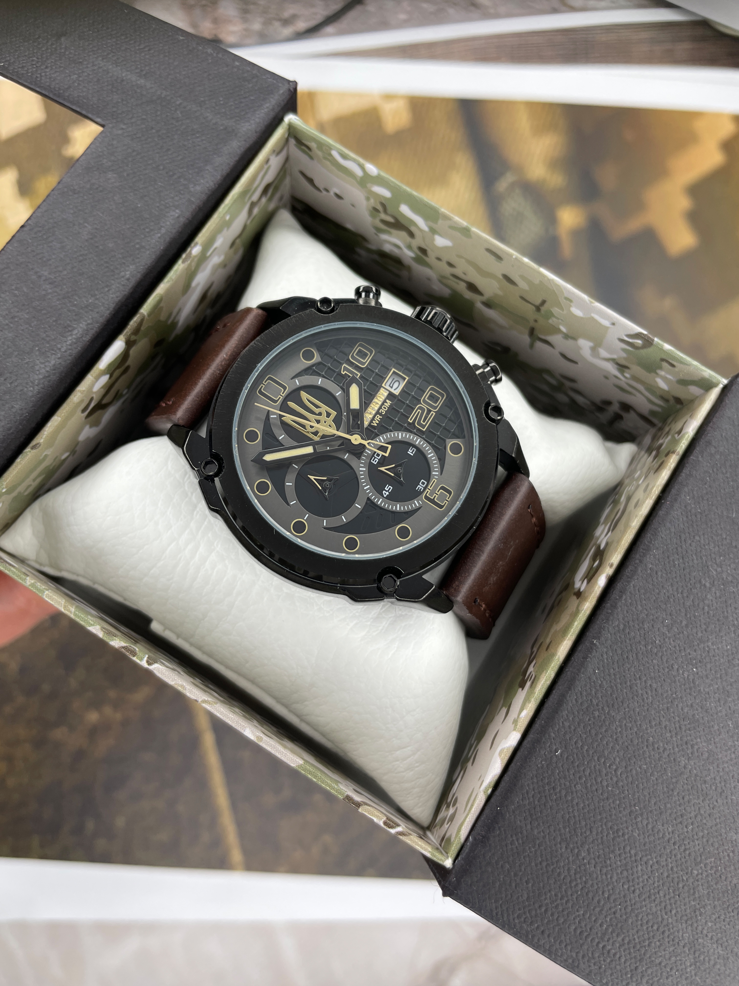 Patriot 016BKBR Тризуб золото Чорні Кор. ремінець + Коробка - 2