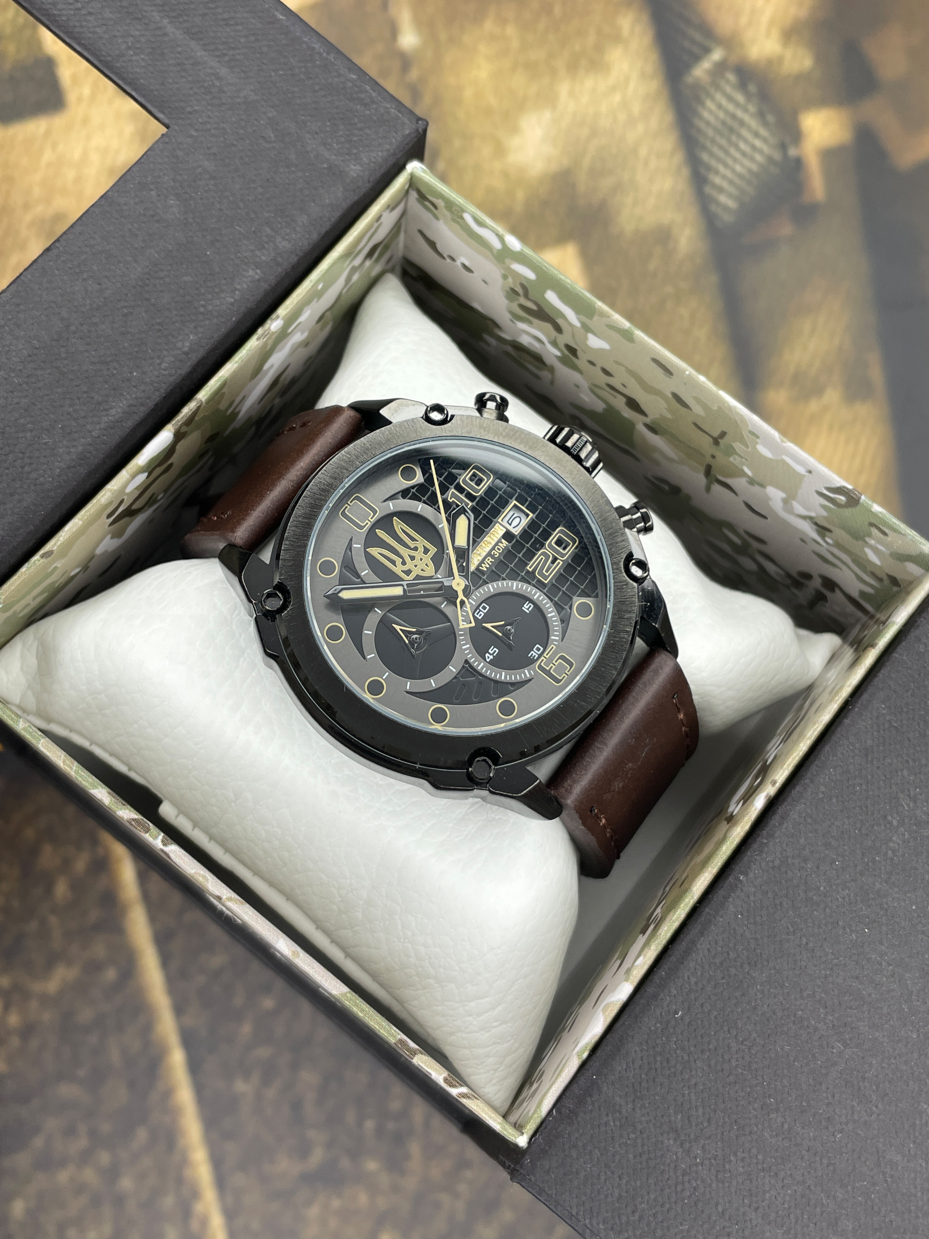 Patriot 016BKBR Тризуб золото Чорні Кор. ремінець + Коробка - 3