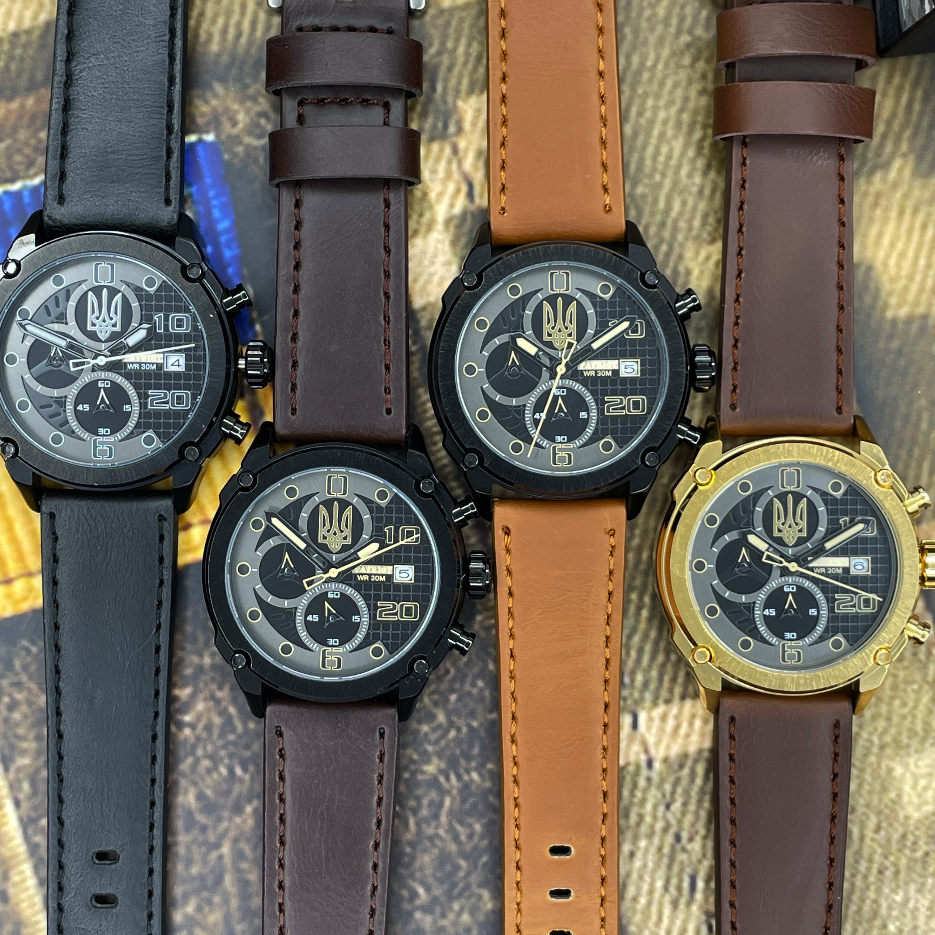 Patriot 016BKBR Тризуб золото Чорні Кор. ремінець + Коробка - 4