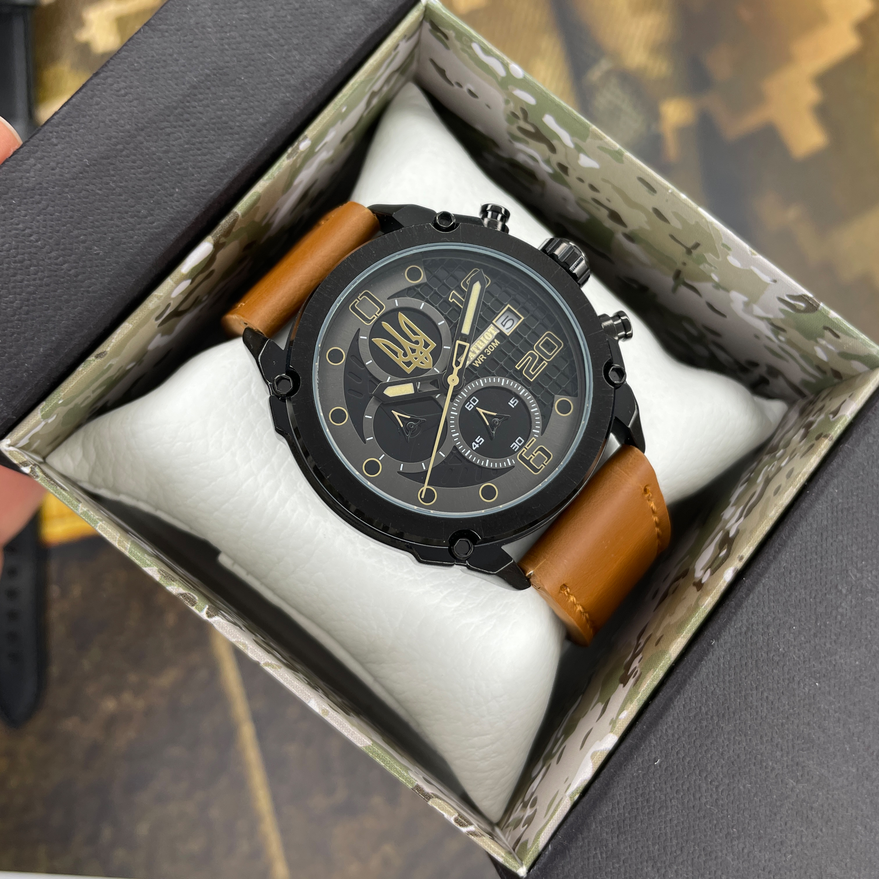 Patriot 016BKY Тризуб золото Чорні Св. Кор. ремінець + Коробка - 2