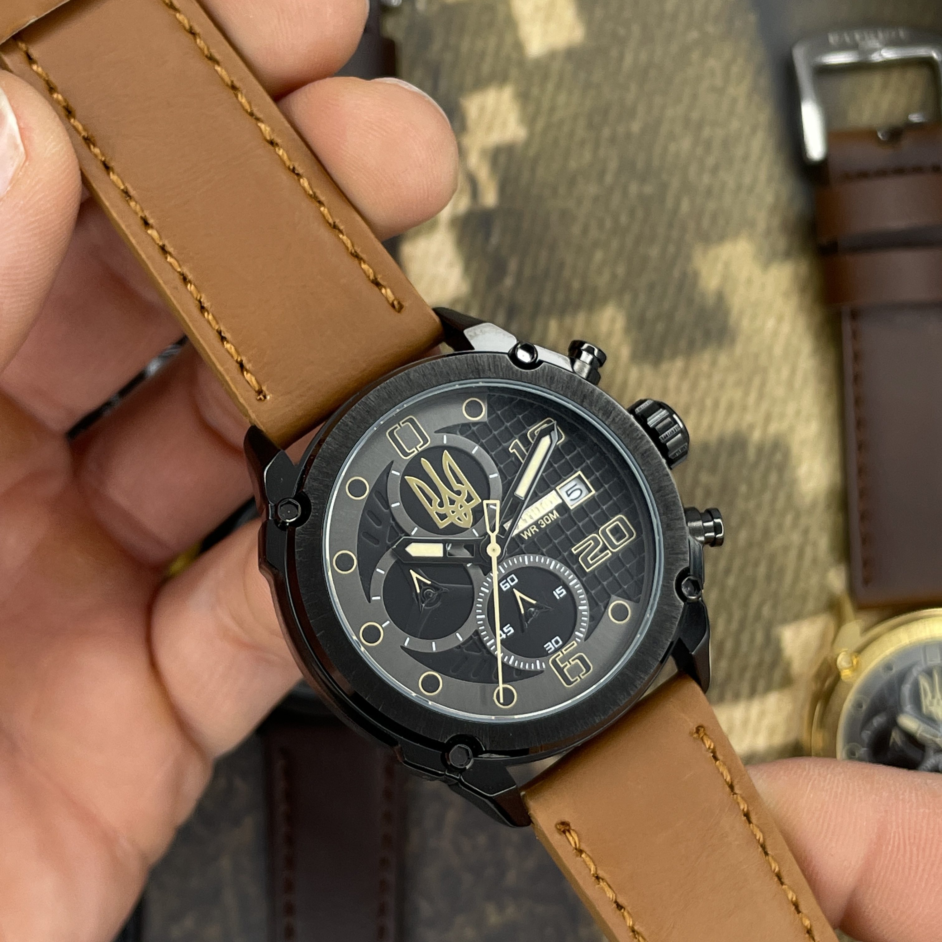 Patriot 016BKY Тризуб золото Чорні Св. Кор. ремінець + Коробка - 3