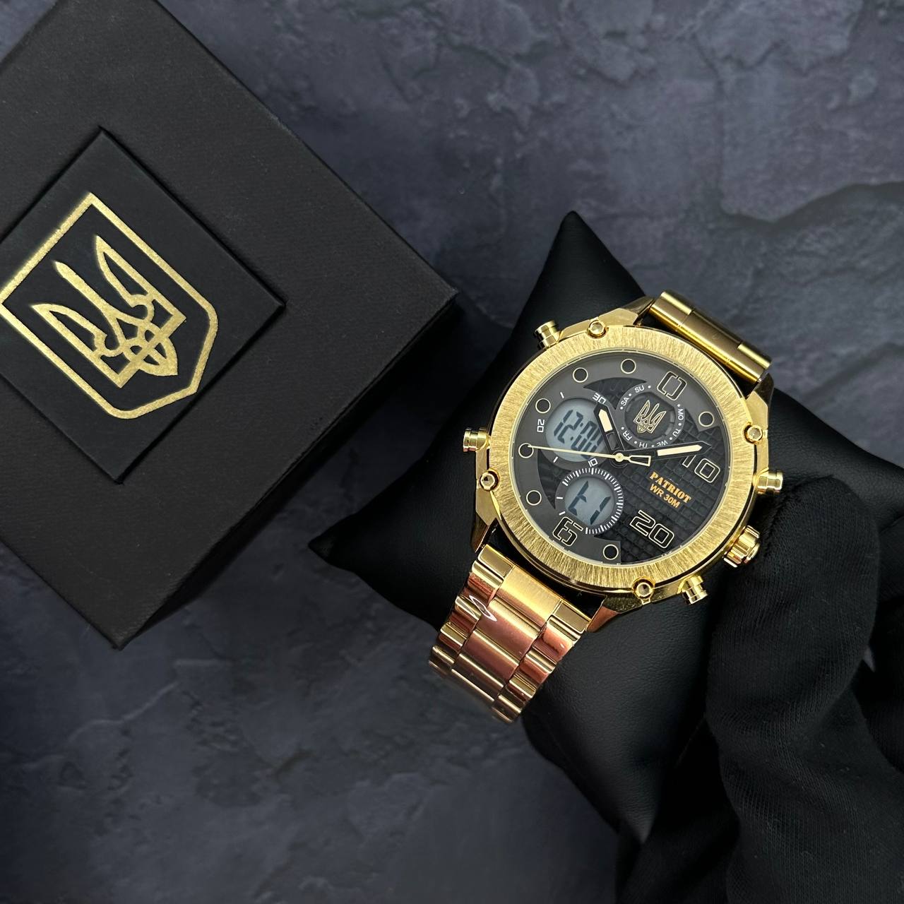 Patriot 017 Тризуб Золото Gold-Black-White Steel - 2