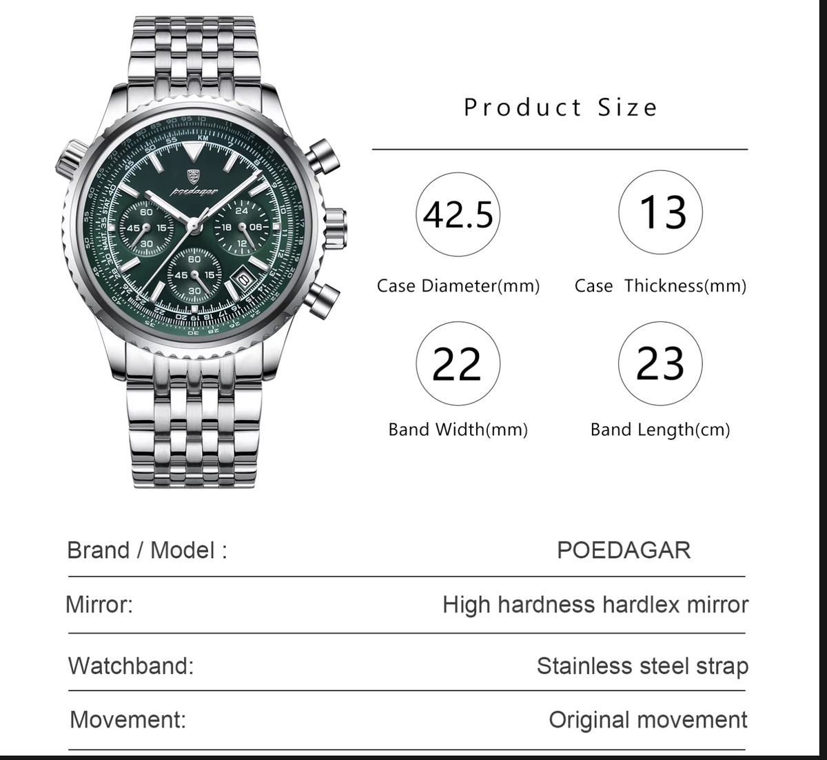 Poedagar Avalon Rubber Black, 2 ремінці - 6