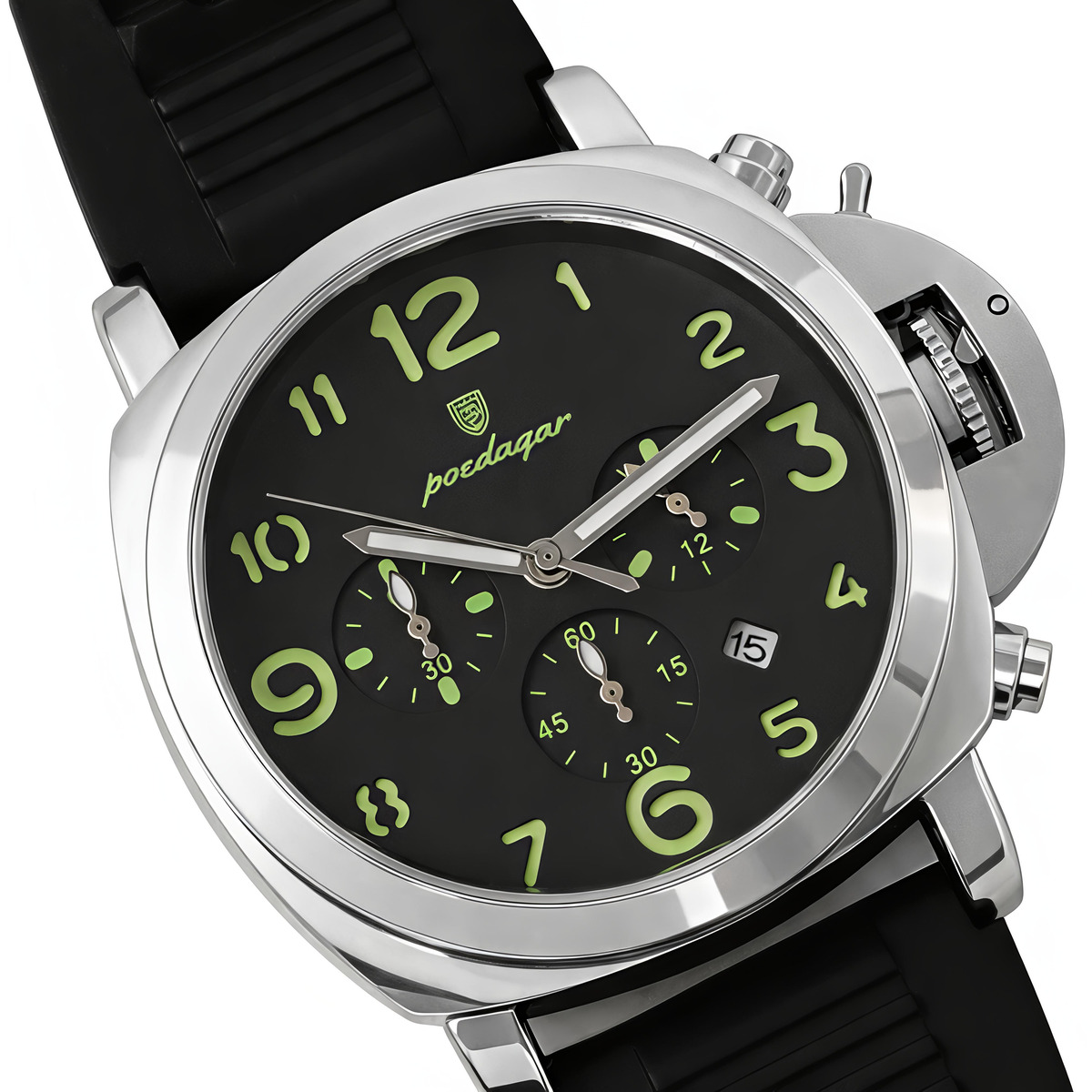 Poedagar Luminious Rubber Black, 2 ремінці - 2