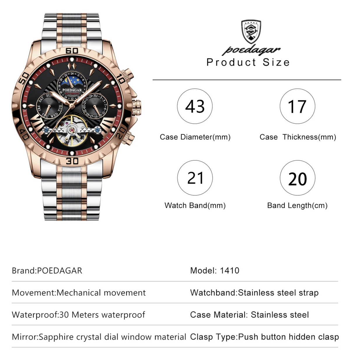 Poedagar Mechanical Prestige, 2 ремінці - 6