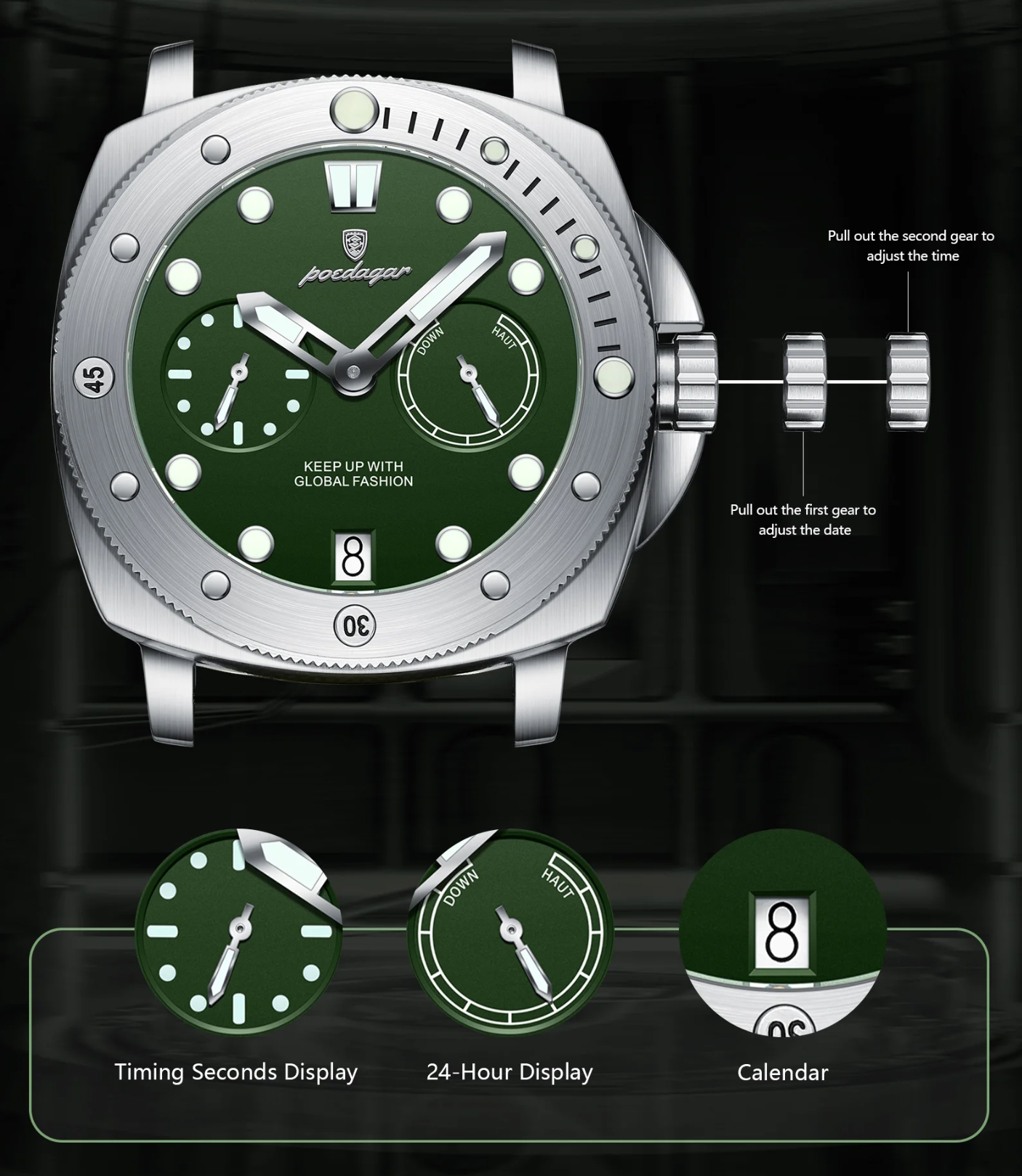 Poedagar Select Silver Metal, 2 ремінці - 6