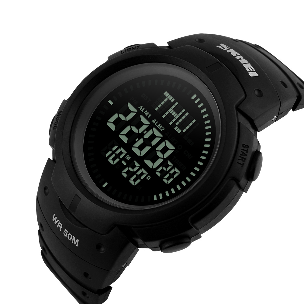 Skmei 1231BK All Black Smart Watch + Compass - 2