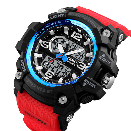 Skmei 1283 Black-Blue-Red Wristband - 2