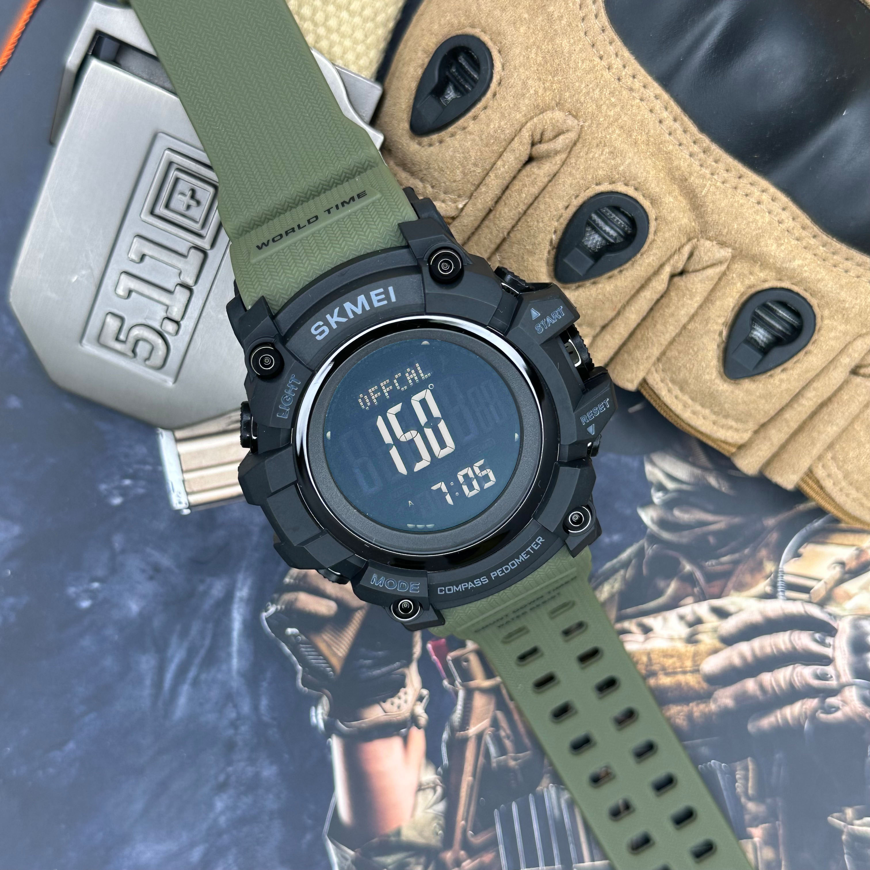 Skmei 1356AG Army Green + Compass - 11