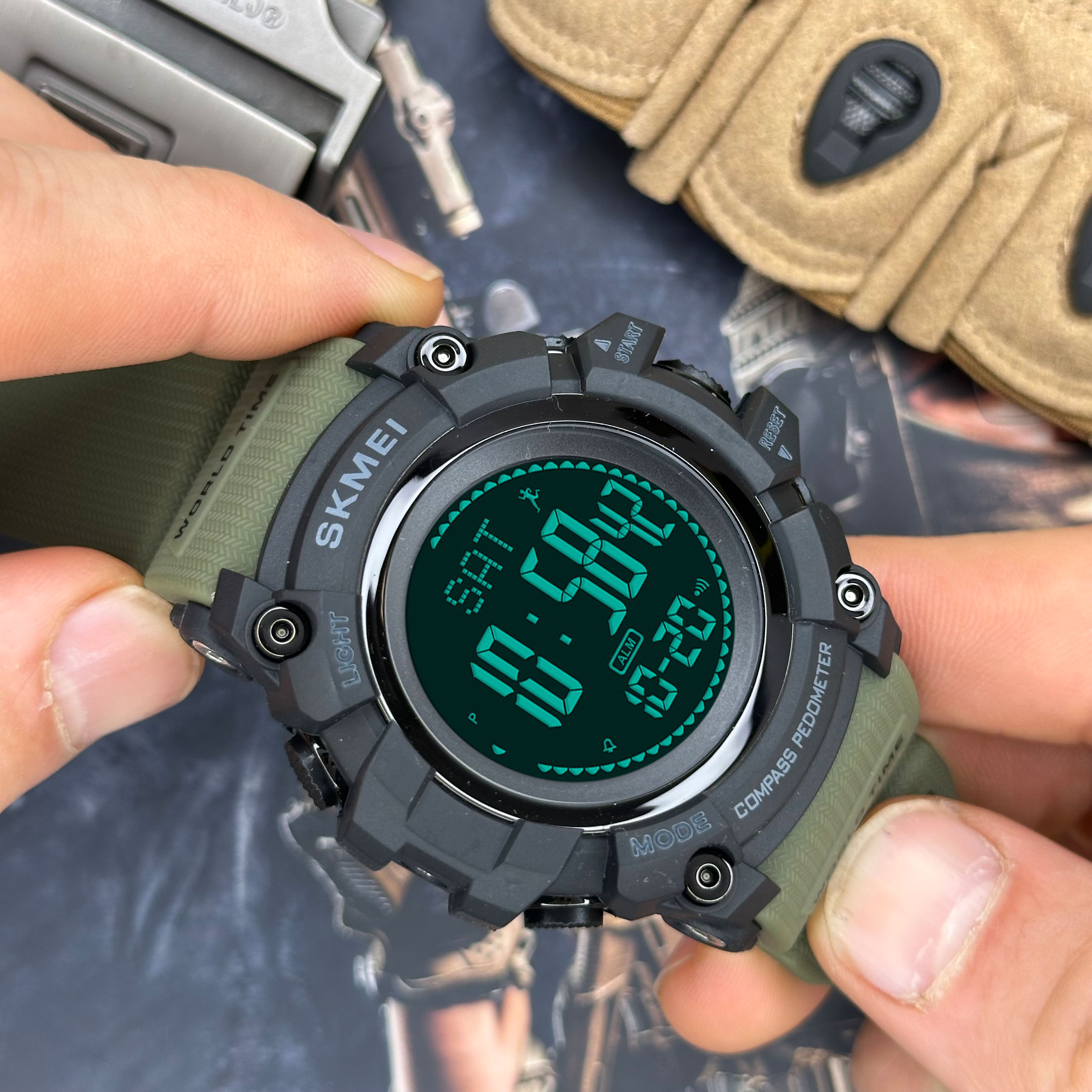 Skmei 1356AG Army Green + Compass - 7