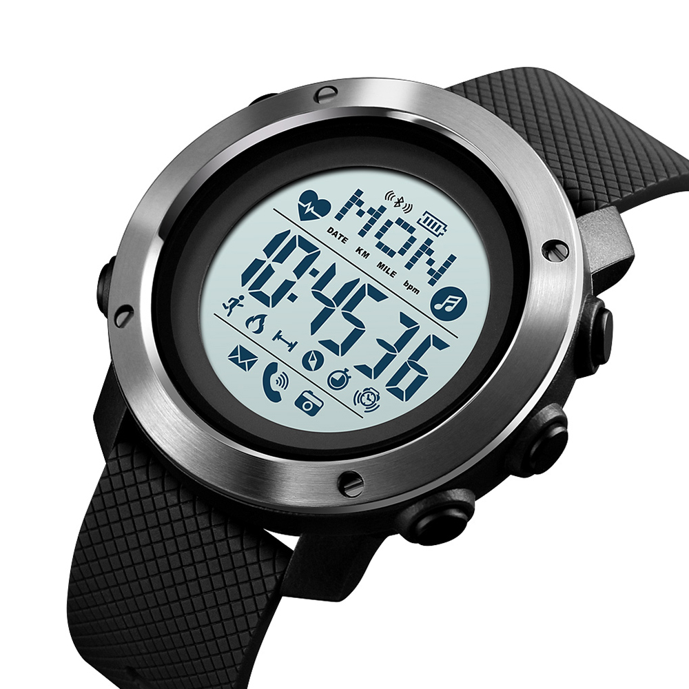 Skmei 1511BK All Black Smart Watch + Compass - 2
