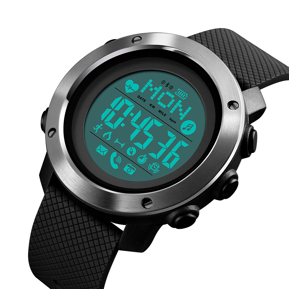 Skmei 1511BK All Black Smart Watch + Compass - 4
