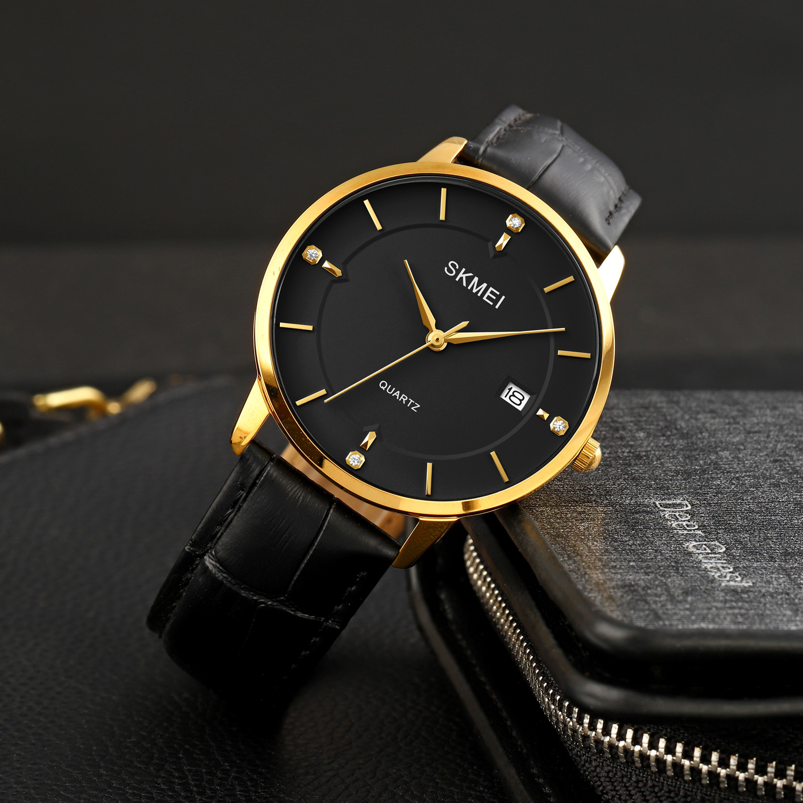 Skmei 1801LGDBK Gold-Black Leather - 3