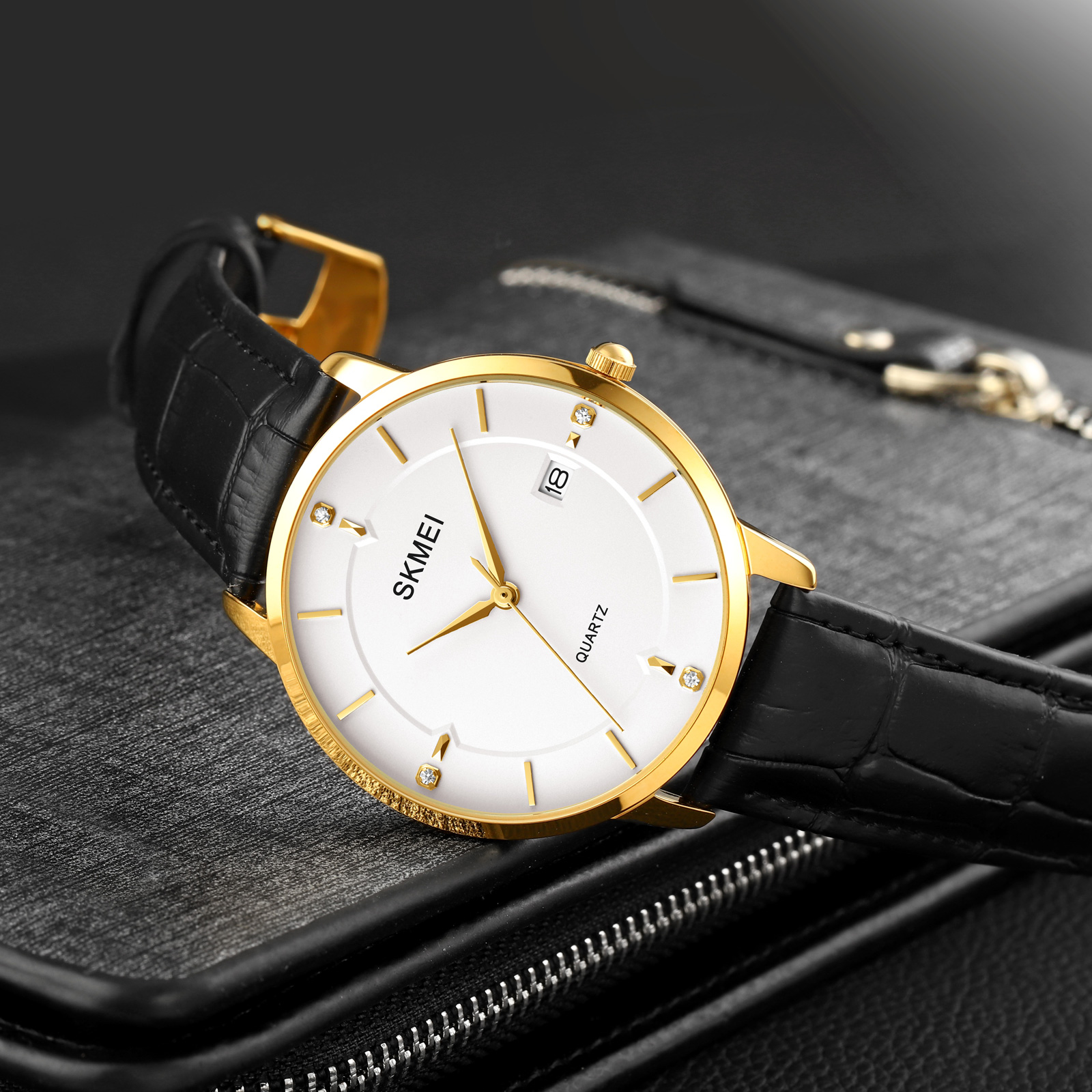 Skmei 1801LGDWT Gold-White Leather - 3