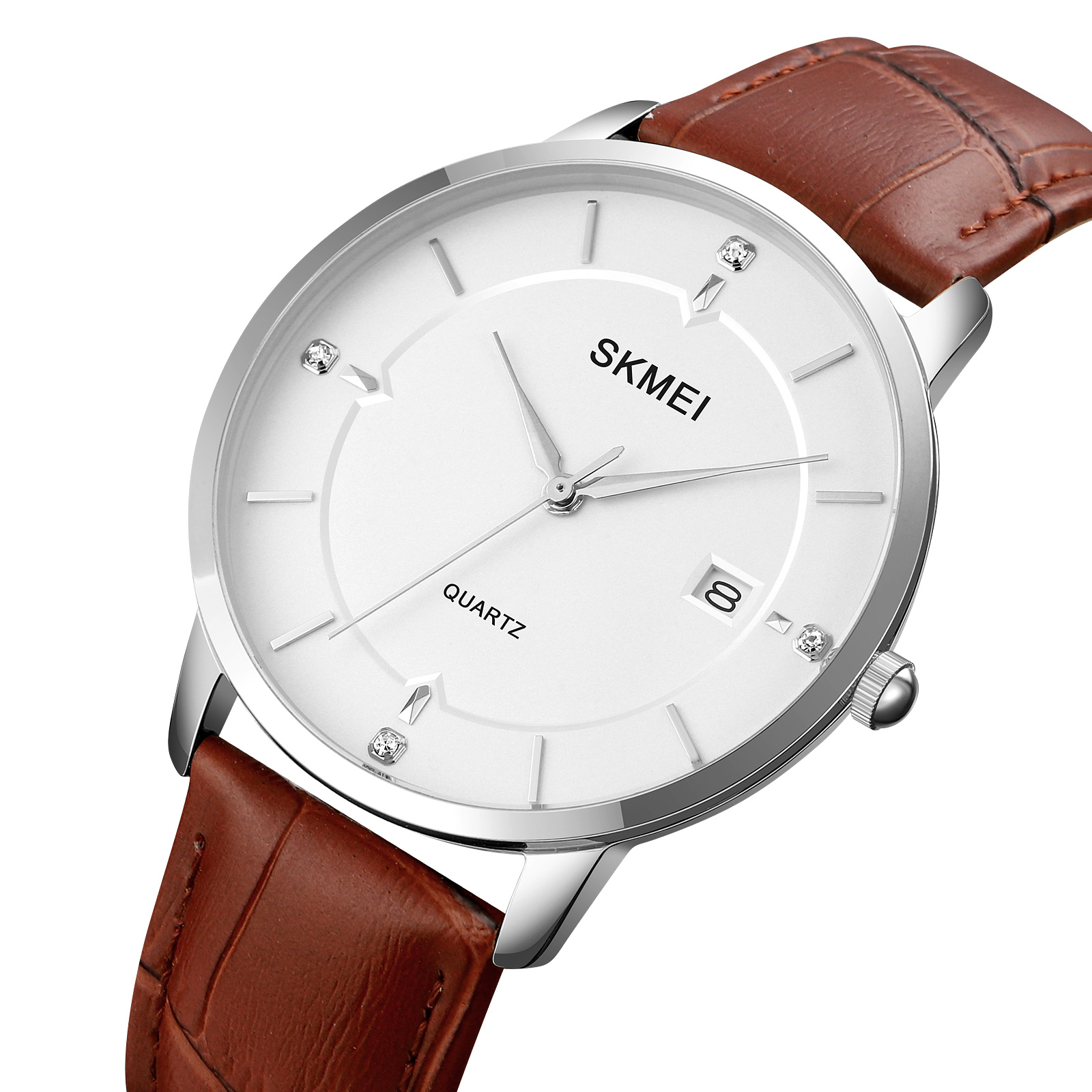 Skmei 1801LSIBN Silver-White Brown Leather - 2