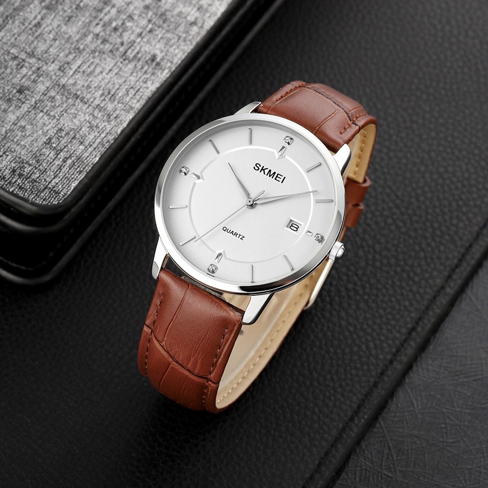 Skmei 1801LSIBN Silver-White Brown Leather - 4