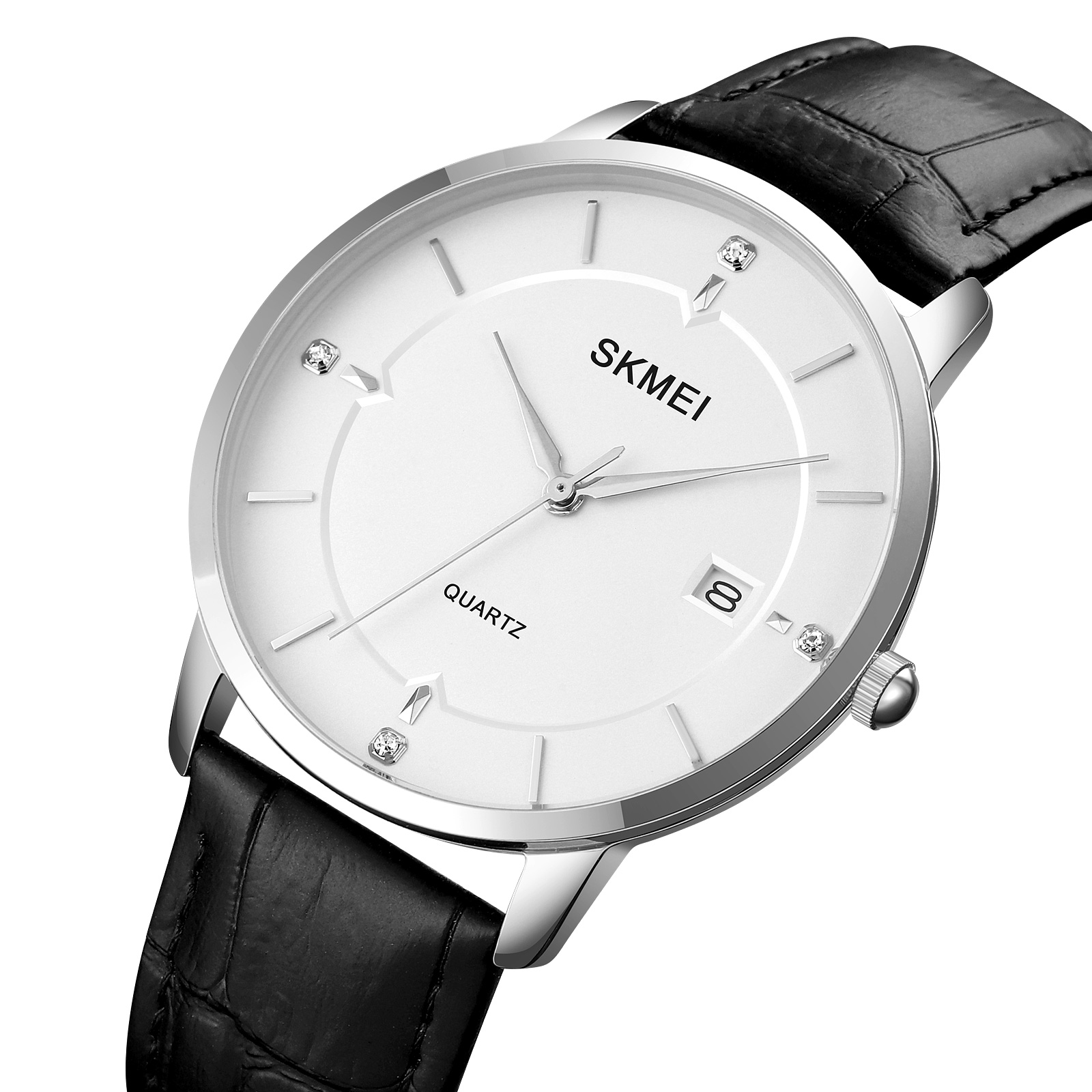 Skmei 1801LSIWT Silver-Black White Leather - 2