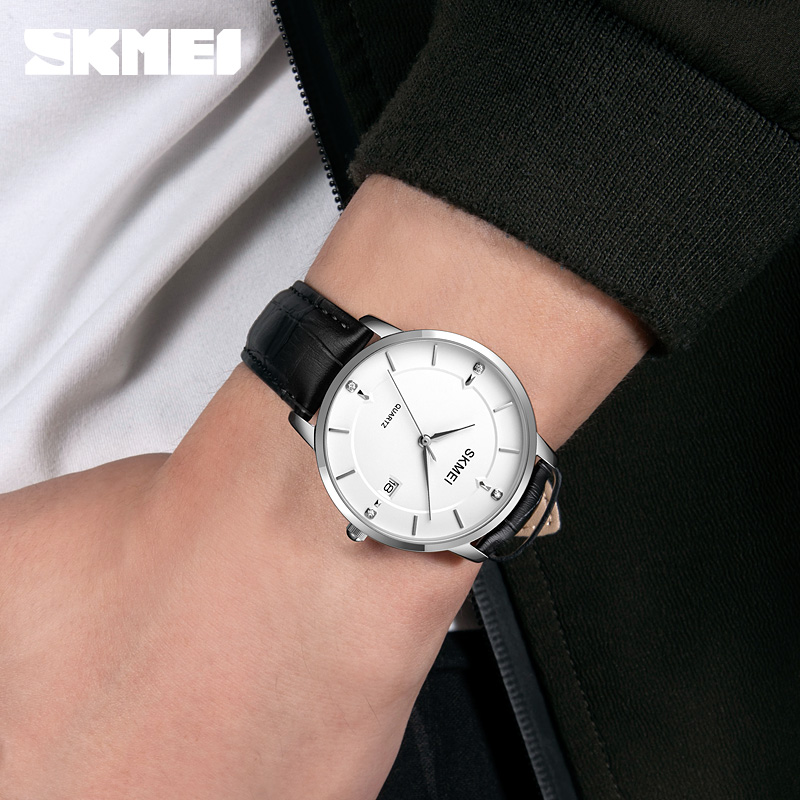 Skmei 1801LSIWT Silver-Black White Leather - 3
