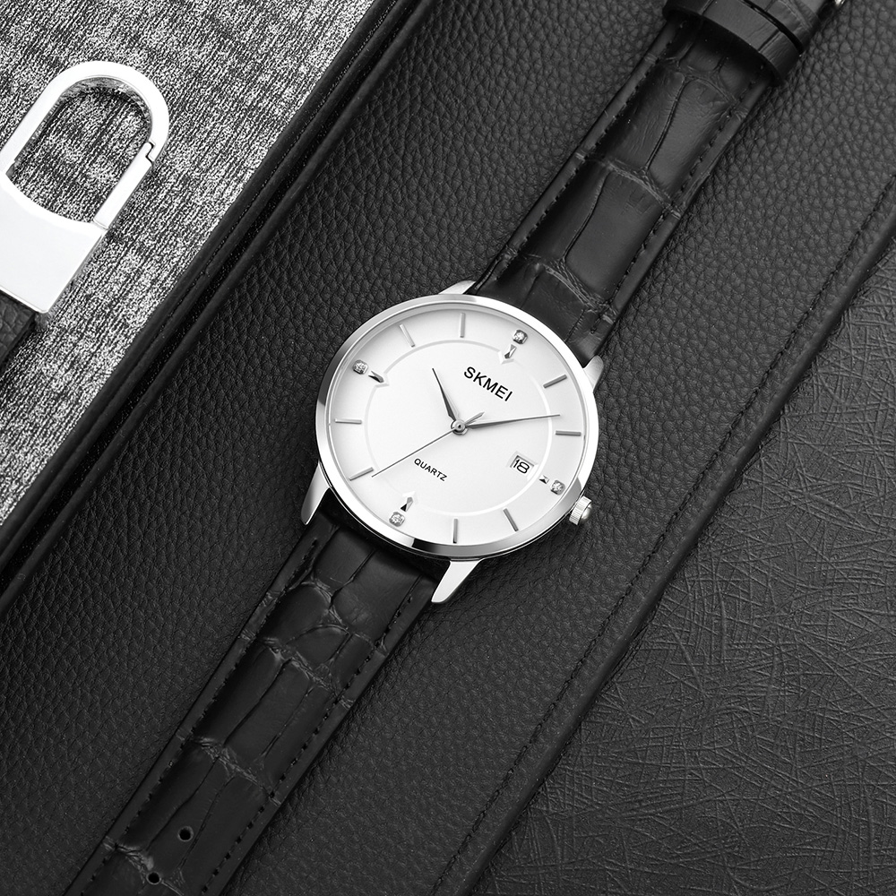 Skmei 1801LSIWT Silver-Black White Leather - 4