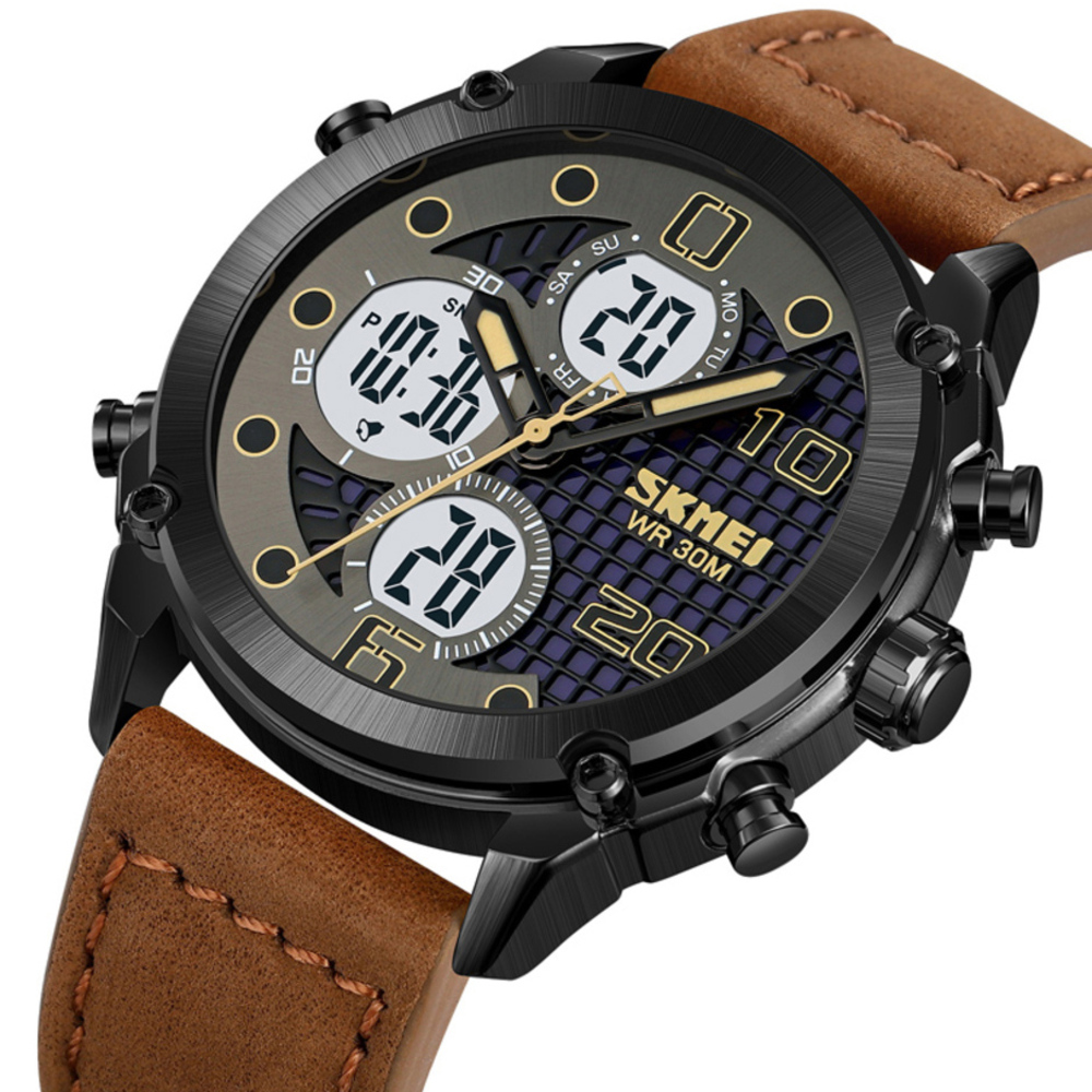 Skmei 1975LDKBNWT Dark Brown-White Leather. - 2