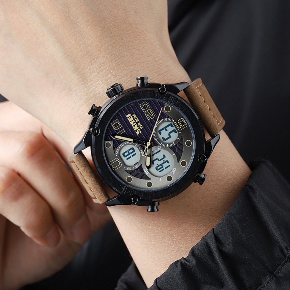 Skmei 1975LDKBNWT Dark Brown-White Leather. - 3